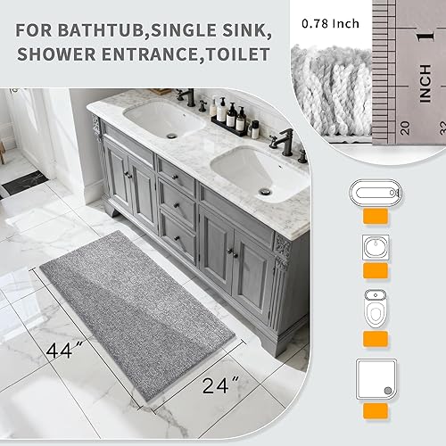 Miniatura 2 de Yimobra Alfombras de baño, extra suaves y cómodas, antideslizantes, absorbentes de agua y gruesas, lavables a máquina, alfombras peludas para ducha