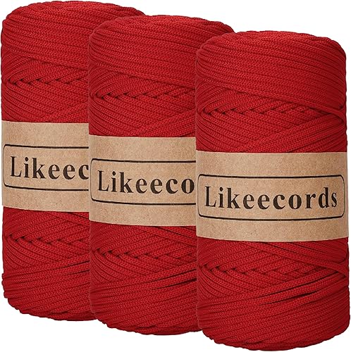 Miniatura 7 de Likeecords Cuerda trenzada de macramé de poliéster de 0.157 in, suministros de macramé para manualidades de bricolaje, hilo elástico para colgar en