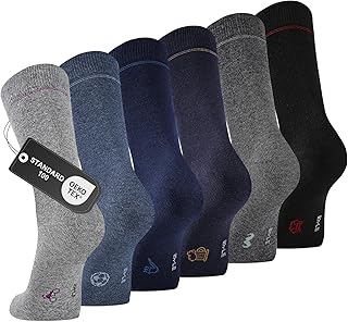 Effeet Men's Socks, 6 Pairs Business Men's Socks Made of Breathable Cotton without Pressing Seam, Suit Socks with Gift Box, Stockings for Everyday and Leisure, Men's Gifts