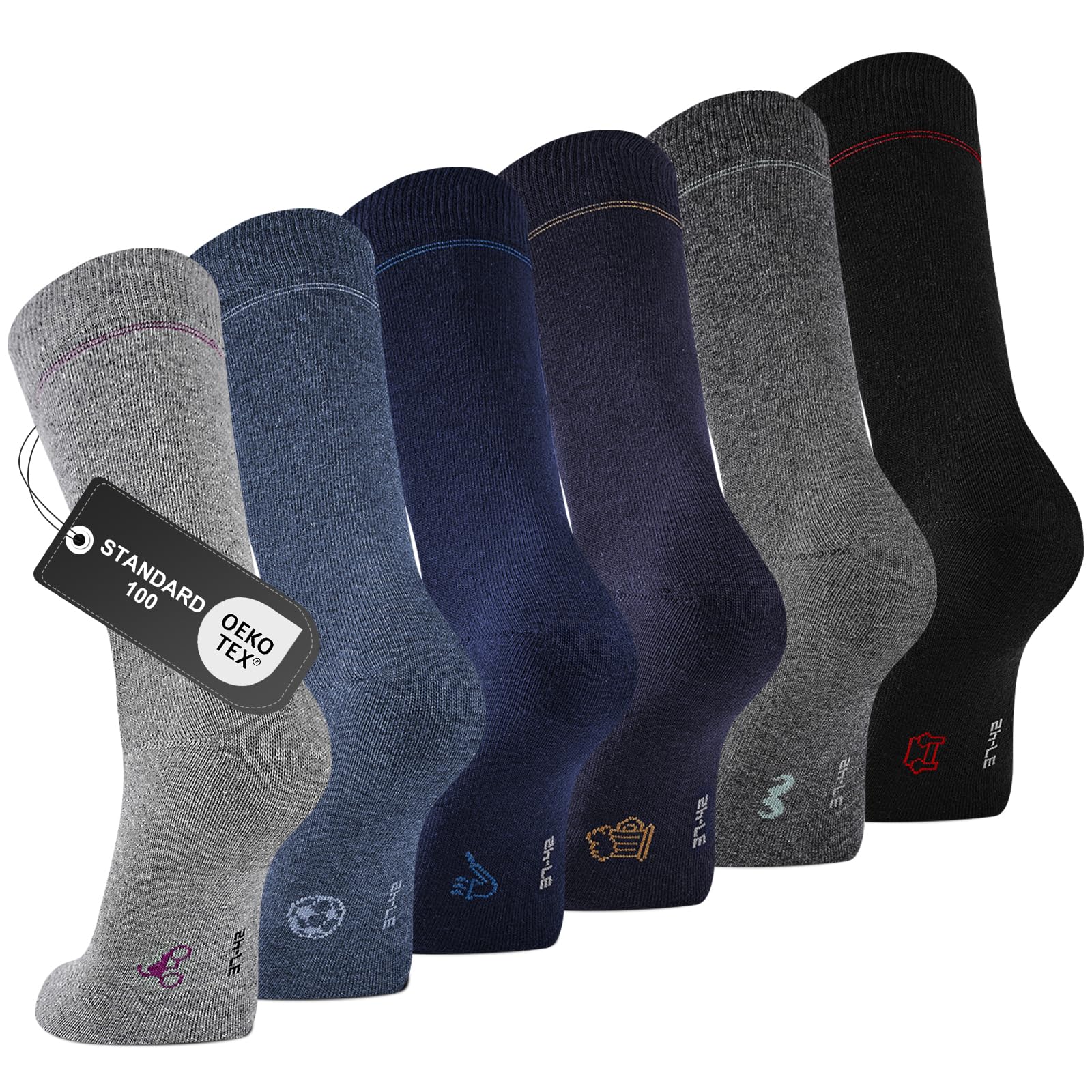 Effeet Calzini Uomo,6 Paia Classiche Eleganti Calzini in Cotone Traspirante Senza Cuciture, per Ufficio Con Scatola Regalo,Ideali per Tutti i Giorni e Tempo Libero, Perfetti Come Regalo