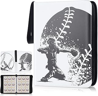 Ideashop Baseball Card Binder 9 Pocket Card Collections Album with 50-Page Trading Card Binder Sleeves Holds 900 Cards, 3 Ring Sport Card Binder Baseball Card Book for Basketball Football Soccer Cards