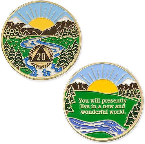 Miniatura 108 de 6 meses Sobriety Mint Winding River Gold Plated AA Recovery Medallón/Chip/Token