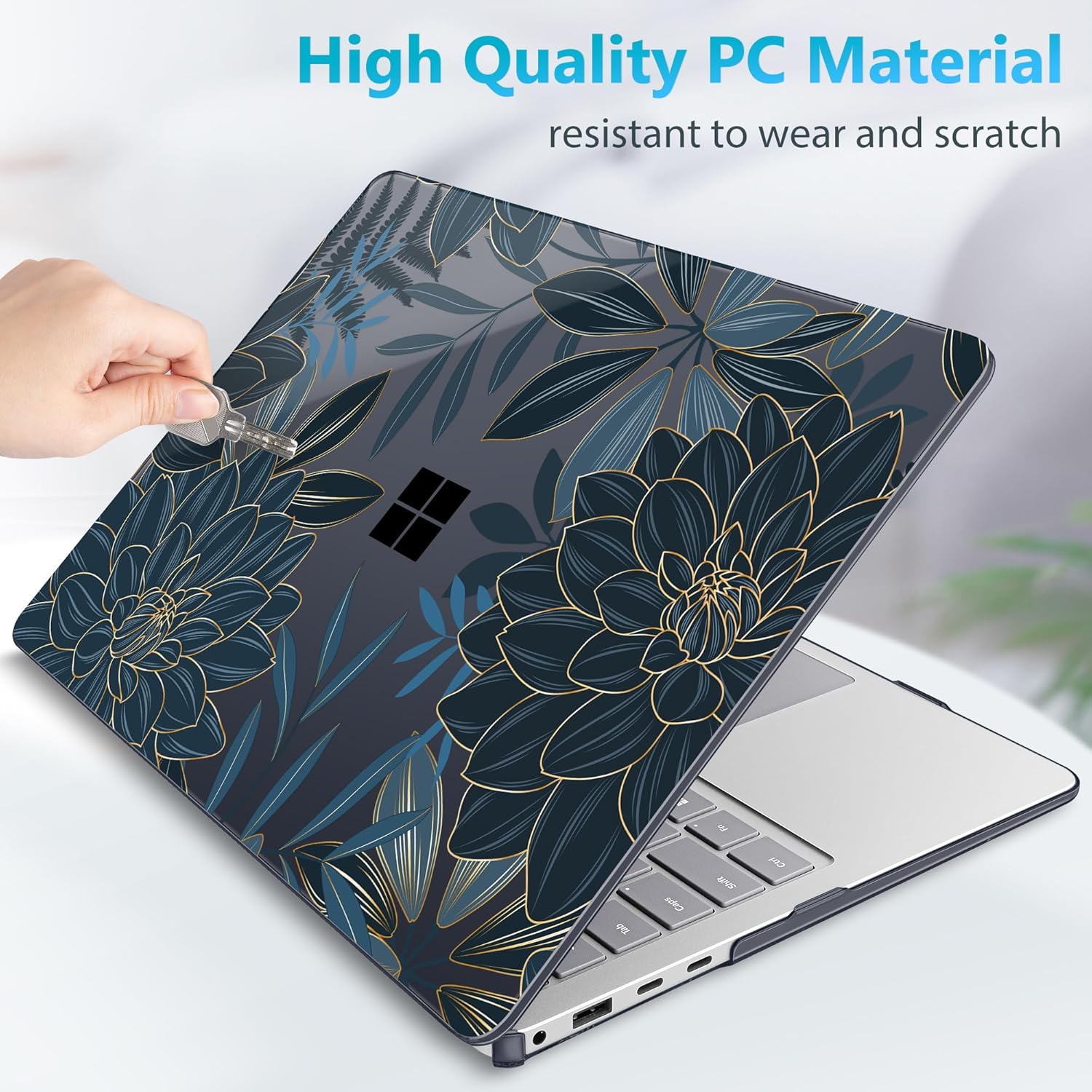 Mektron Case for 13.8" Microsoft Surface Laptop 7 2024 Surface Laptop 13.8 Inch Cover Fits Model 2036, Keyboard Cover +Screen Protector +Dust Plugs, Dahlia Flower C035 - Image 6