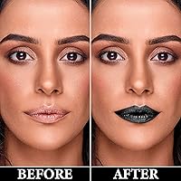 Vista 3 de Juego de 2 delineadores de labios y lápiz labial, kit de brillo de labios de terciopelo pigmentado, juego de delineadores de labios negro mate