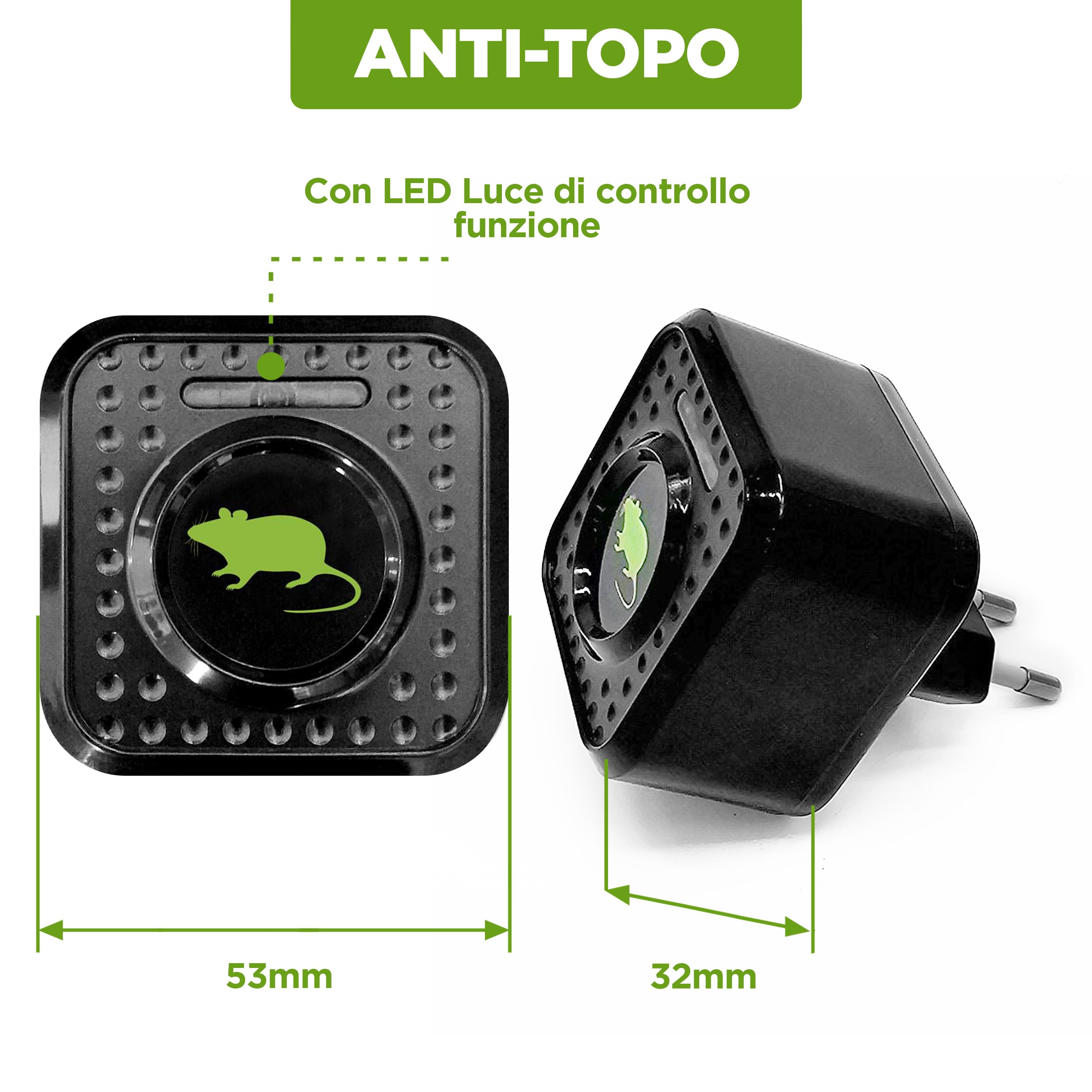 ISOTRONIC repellente topi ultrasuoni ratti dissuasore parassiti interni luce notturna inclusa deterrente senza veleno trappola portata 30m² 5 unità efficace casa soffitta garage protezione difesa