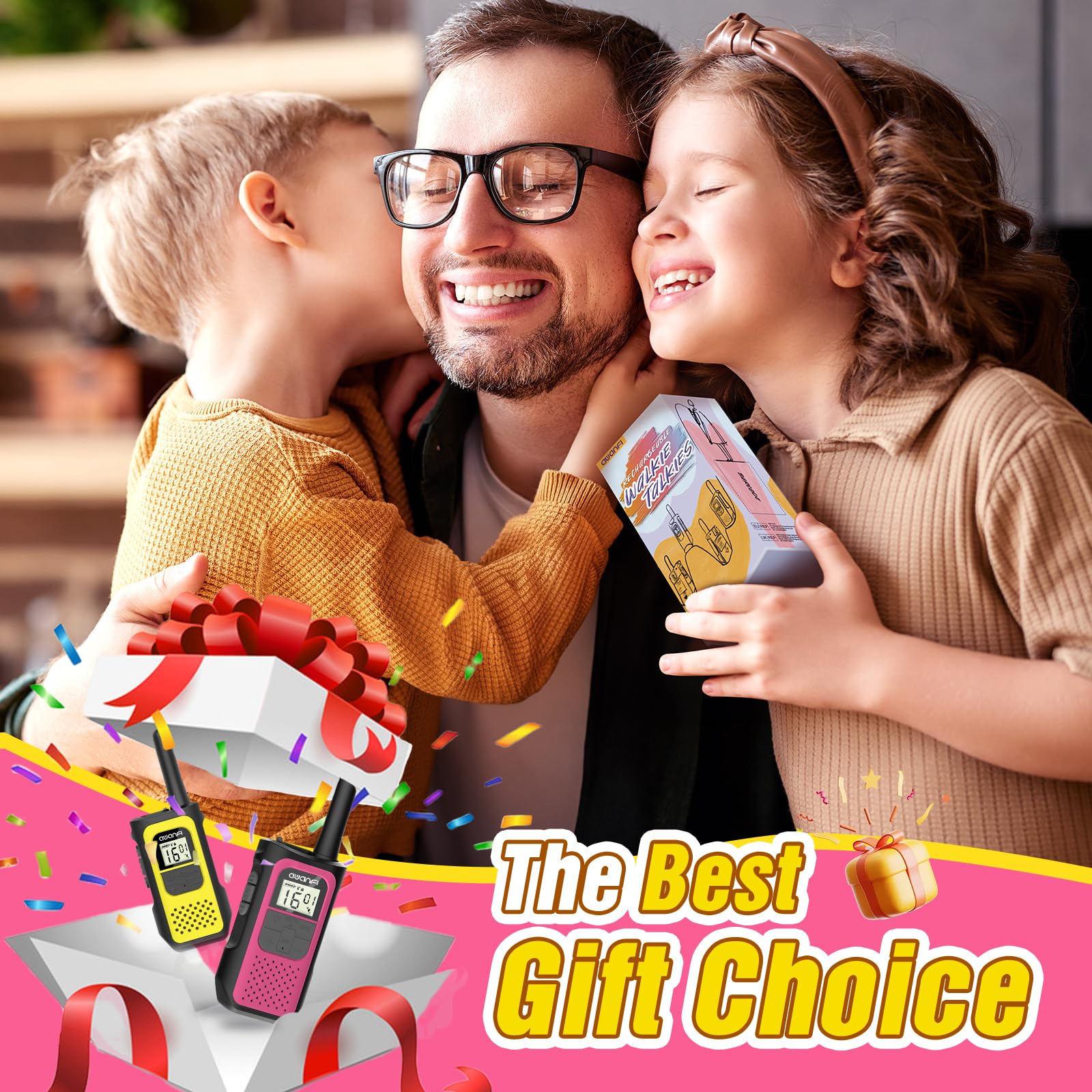 Walkie-Talkie Ricaricabili, Walkie Talkie per Bambini Adulti, con 1200mAh Batteria al Litio, Ricetrasmittenti 16 Canali VOX a Lungo Raggio, Walki Talki per Regalo, Campeggio, Escursioni