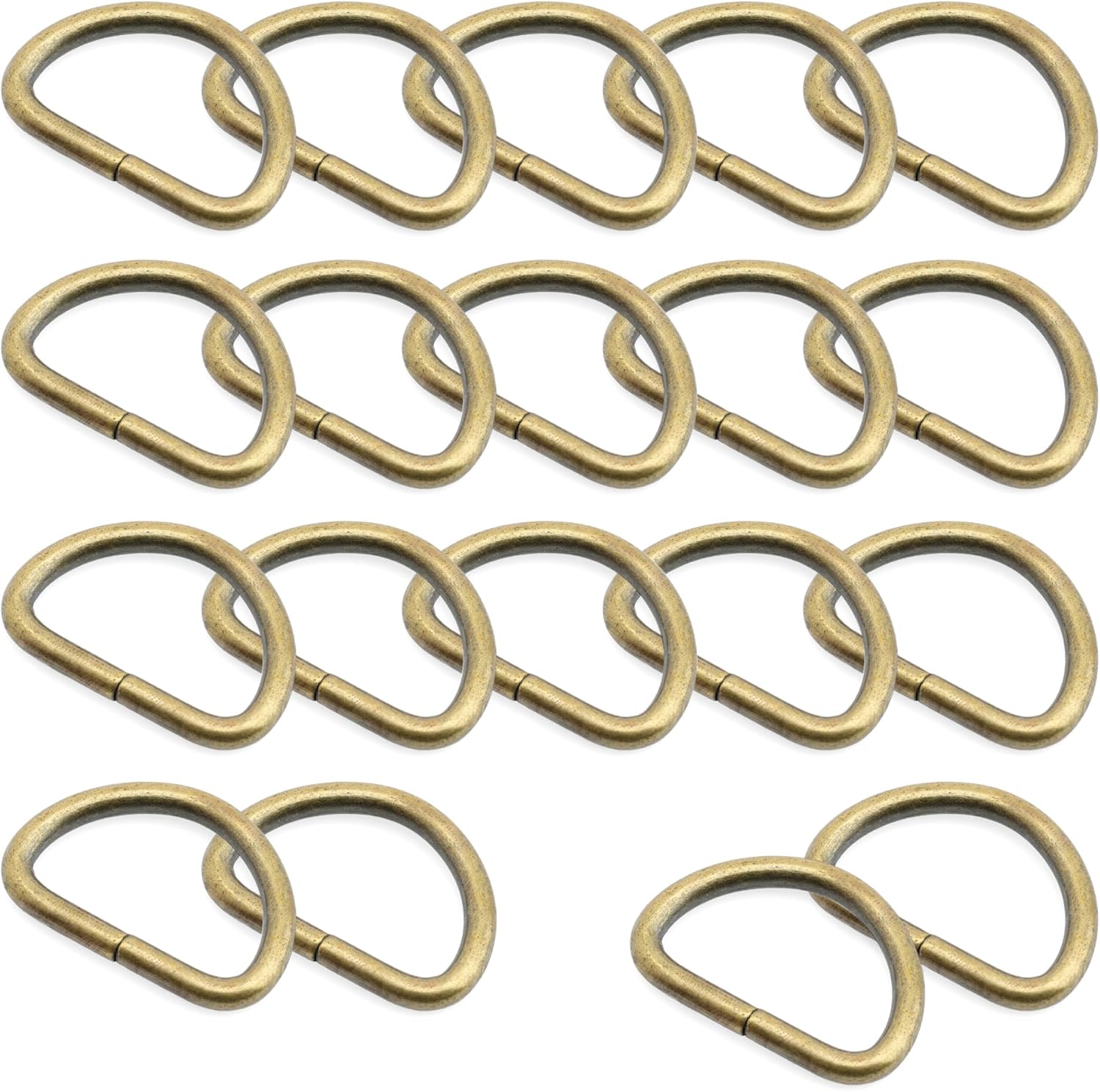 CRAFTMEMORE 100 Pack 3/4 Inch Metal D-Rings Non Welded Dee Ring for Bag Belt Lanyard DIY Craft Accessories