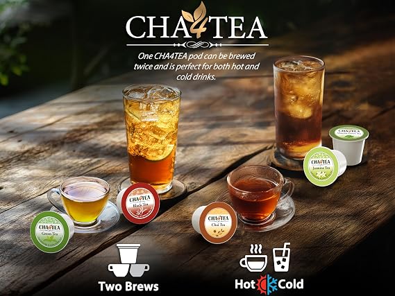 Cha4TEA 36-Count Assorted Black Tea Compatible with Keurig K-Cup Brewers | Black Tea, English Breakfast, Ginger, Earl Grey