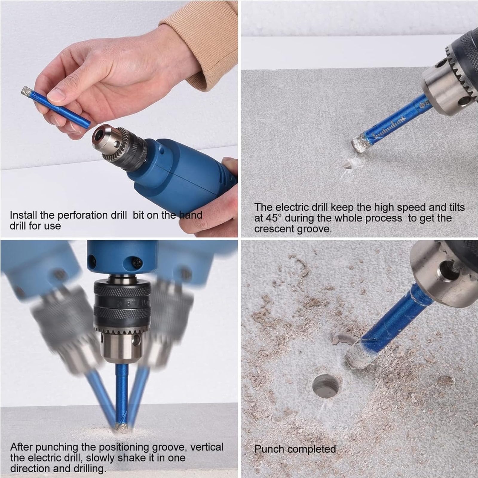 Tile Drill Diamond Drill Glass Drill Bit Set of 6 for Ceramic Granite, Glass, Porcelain, Tiles, Hard Tiles - Image 4