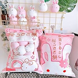 REFAHB Cute Plush Pillow Throw Pillow Removable Stuffed Animal Toys Creative Gifts for Girls (Bunny)