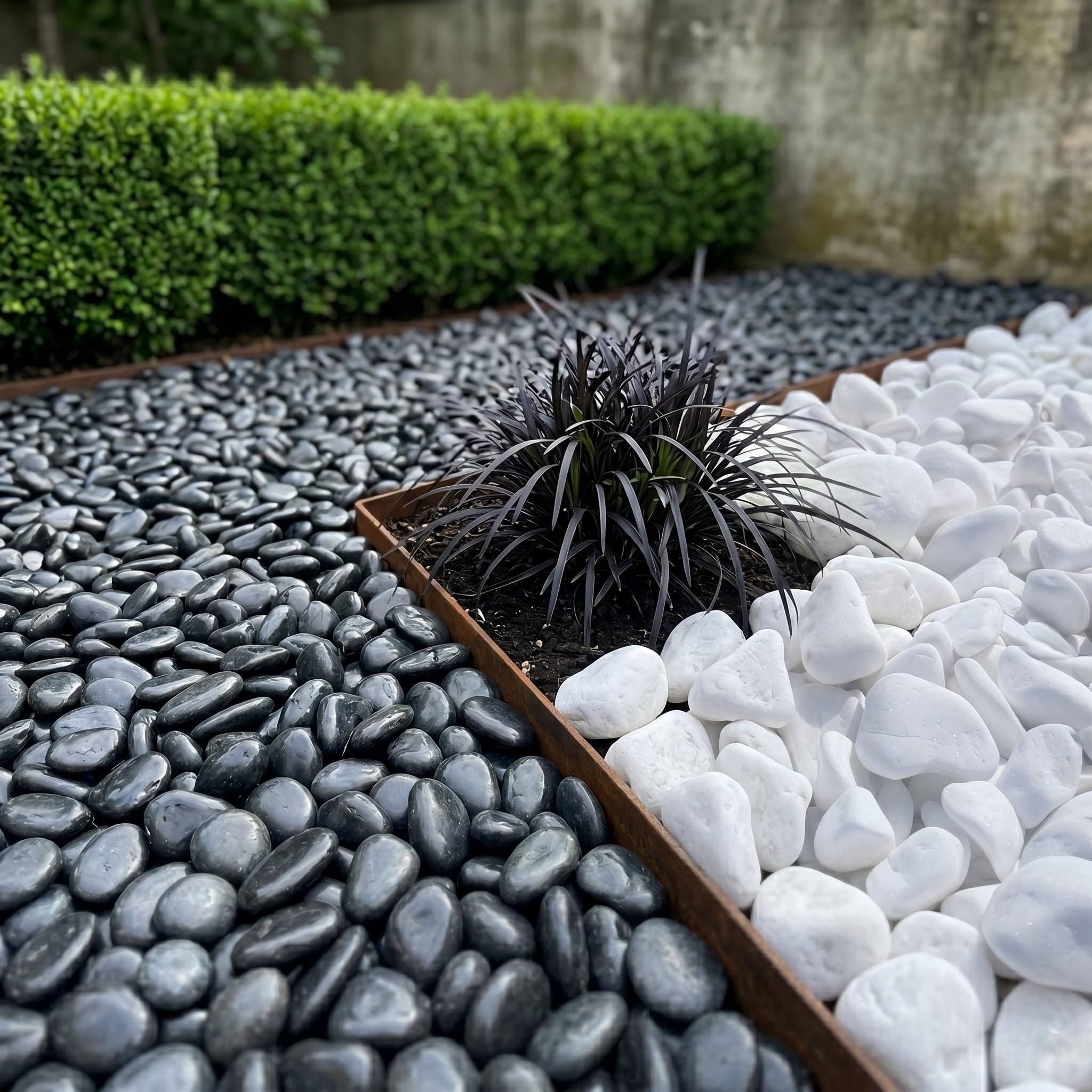 Polierte Deko-Kieselsteine Schwarz 3-5 cm | Garten-Zierkies 20 kg | Für Vasen, Blumentöpfe, Teich & Aquarium