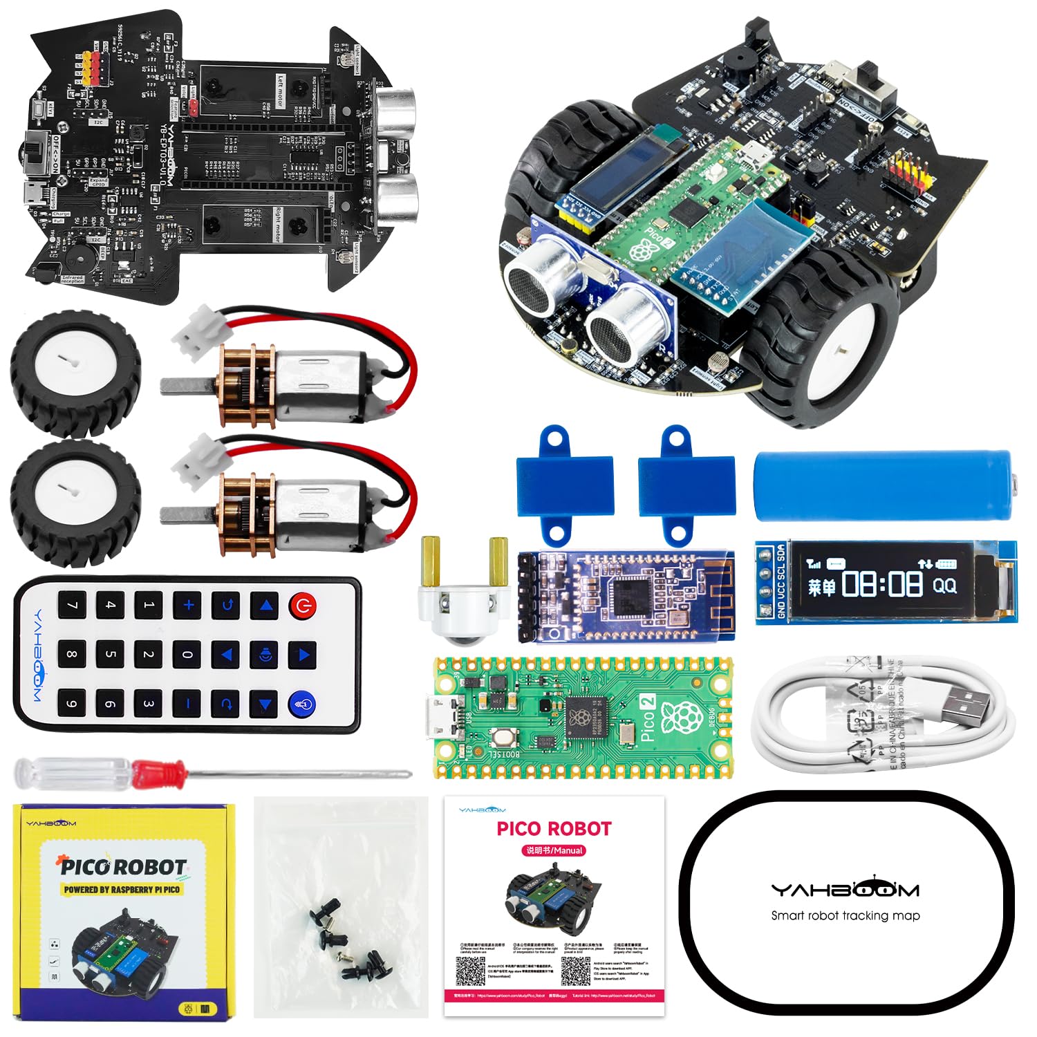 Yahboom Raspberry Pi Pico2 Smart Robot Car Starter Programming Robot Kit DIY MicroPython Scientific Electronics Programming Project Kit-image-11