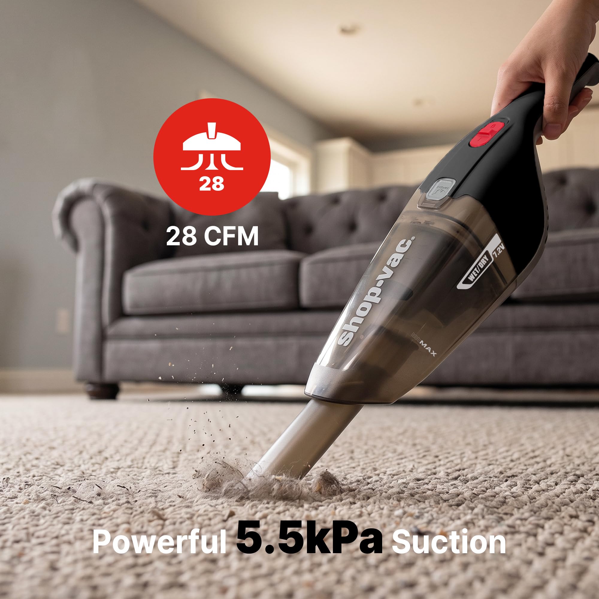 Shop Vac - Aspirador de Mano para Uso en seco y húmedo, 5500 kPa, inalámbrico, Recargable, Montaje en Pared, Herramienta de Grietas, portátil para el hogar