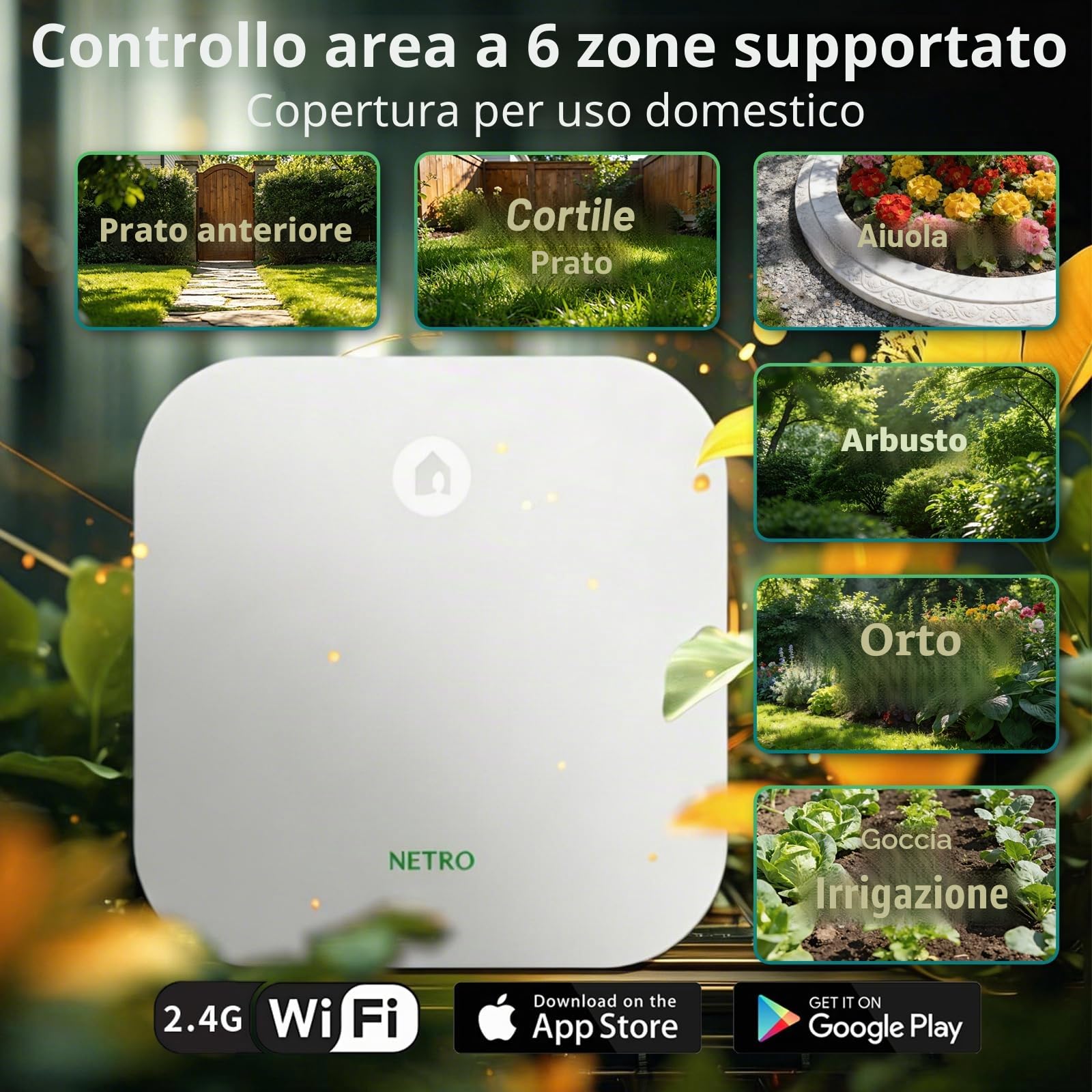Netro Intelligente spruzzatore Controller, Wifi, Tempo Aware, accesso remoto, 6 Zone, compatibile con Alexa