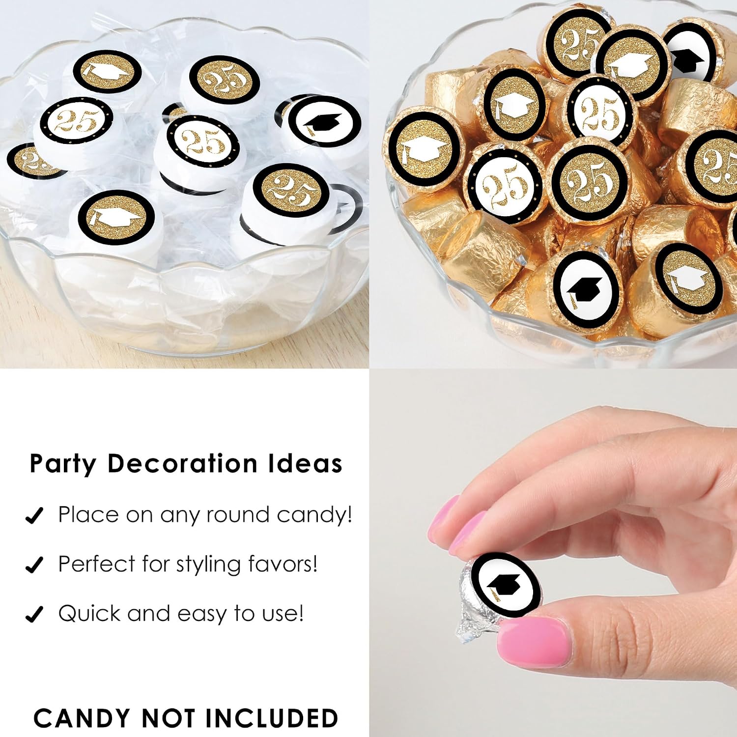 Big Dot of Happiness Tassel Worth The Hassle - Gold - 2025 Graduation Party Small Round Candy Stickers - Party Favor Labels - 324 Count