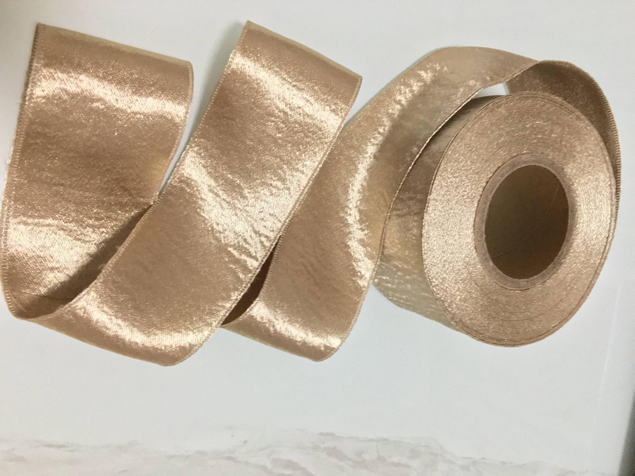 Gold Satin Ribbon Gold Ribbon for Gift Wrapping 1-1/2 inch Fabric Ribbon 15 Yards Shiny Luxurious Christmas Ribbon for Christmas Tree Decoration Wreaths Gift Crafts Bow Bouquet Sewing Wedding