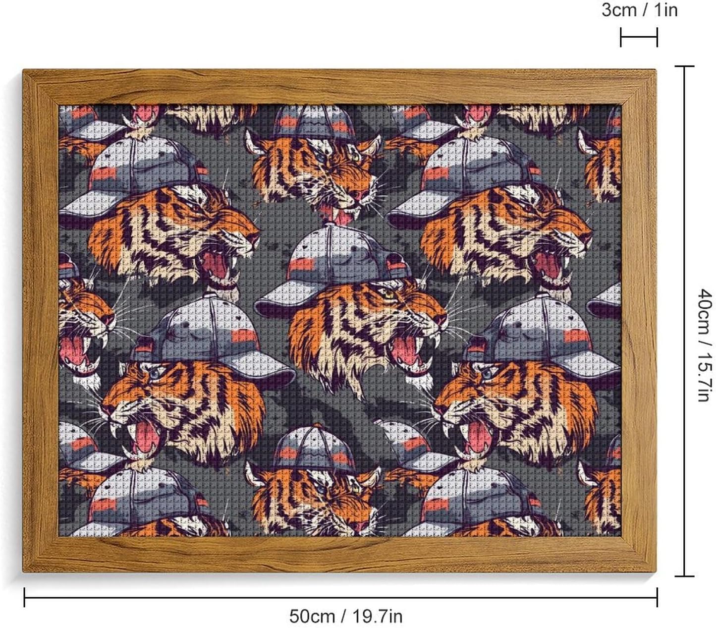 Heterochromia Tiger Printed Diamond 5D Painting Kits DIY Full Drill Crafts for Home Wall Decor 16x20 Inch Yellow Wood 50 * 40cm