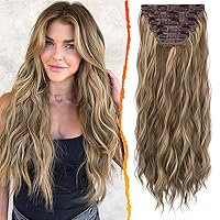 Vista 1 de BARSDAR Extensiones de cabello con clip - Extensiones de cabello onduladas de 20 pulgadas con reflejos - 5 piezas de extensiones de cabello