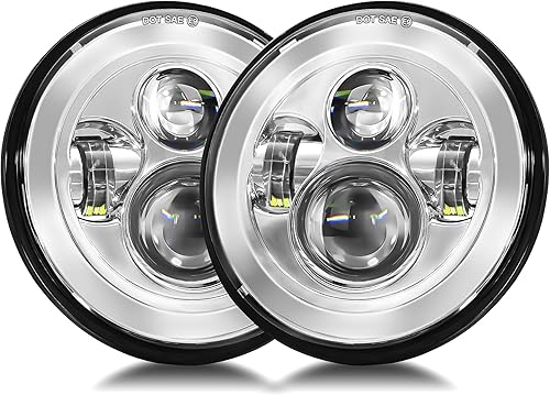 UNI-SHINE 2 proyectores de 7 pulgadas LED faros delanteros de luz alta y baja cromados aprobados por DOT de 7 pulgadas redondo H6024 LED faro