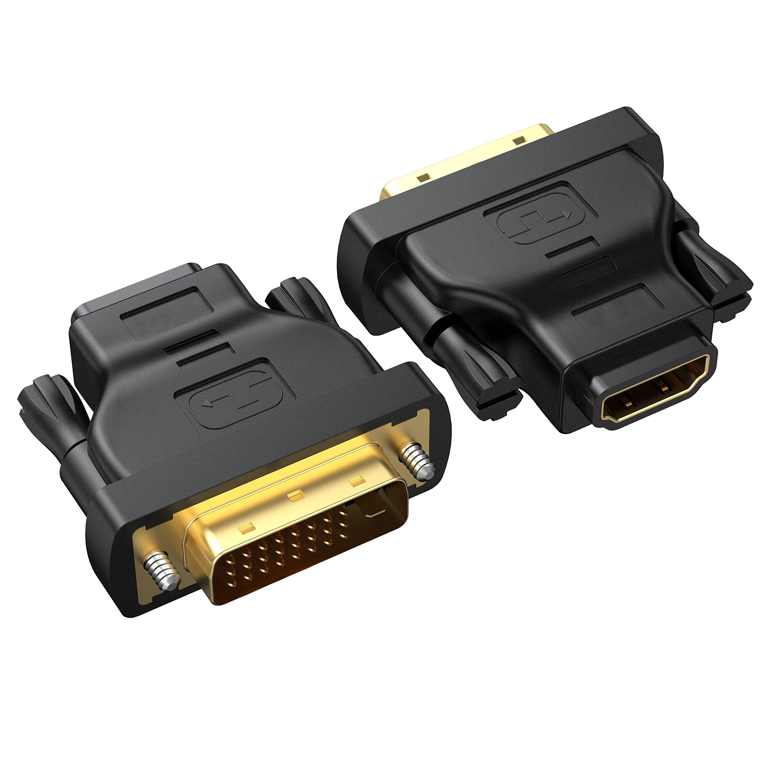 DVI to HDMI Adapter 2-Pack, Bidirectional Female HDMI to DVI-D(24+1) Male Adapter with Gold-Plated for Computer, Monitor, Projector, TV, PS3/4/5 Nintendo Switch and More …