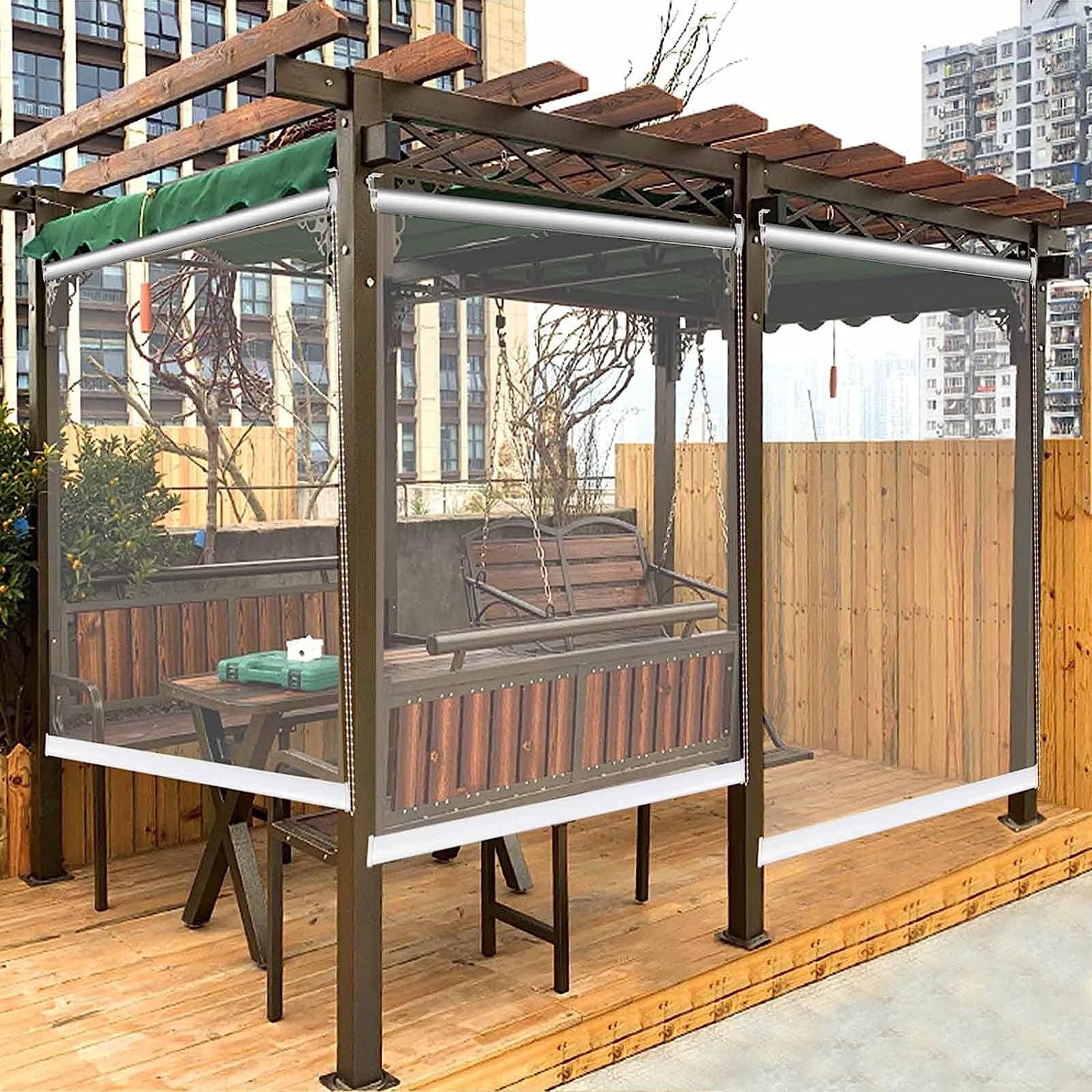 Zhuoz1t Transparent Roller Blinds,Outdoor Clear Pvc Waterproof Roll Up Blinds,Wind And Dust Proof Partition Curtains,For Balcony/Gazebo/Patio,Customizable,Width X Height (100X220cm(39X87in))