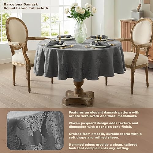 Vista 33 de Newbridge Barcelona - Manteles de tela de damasco, no planchables, antimanchas Borgoña