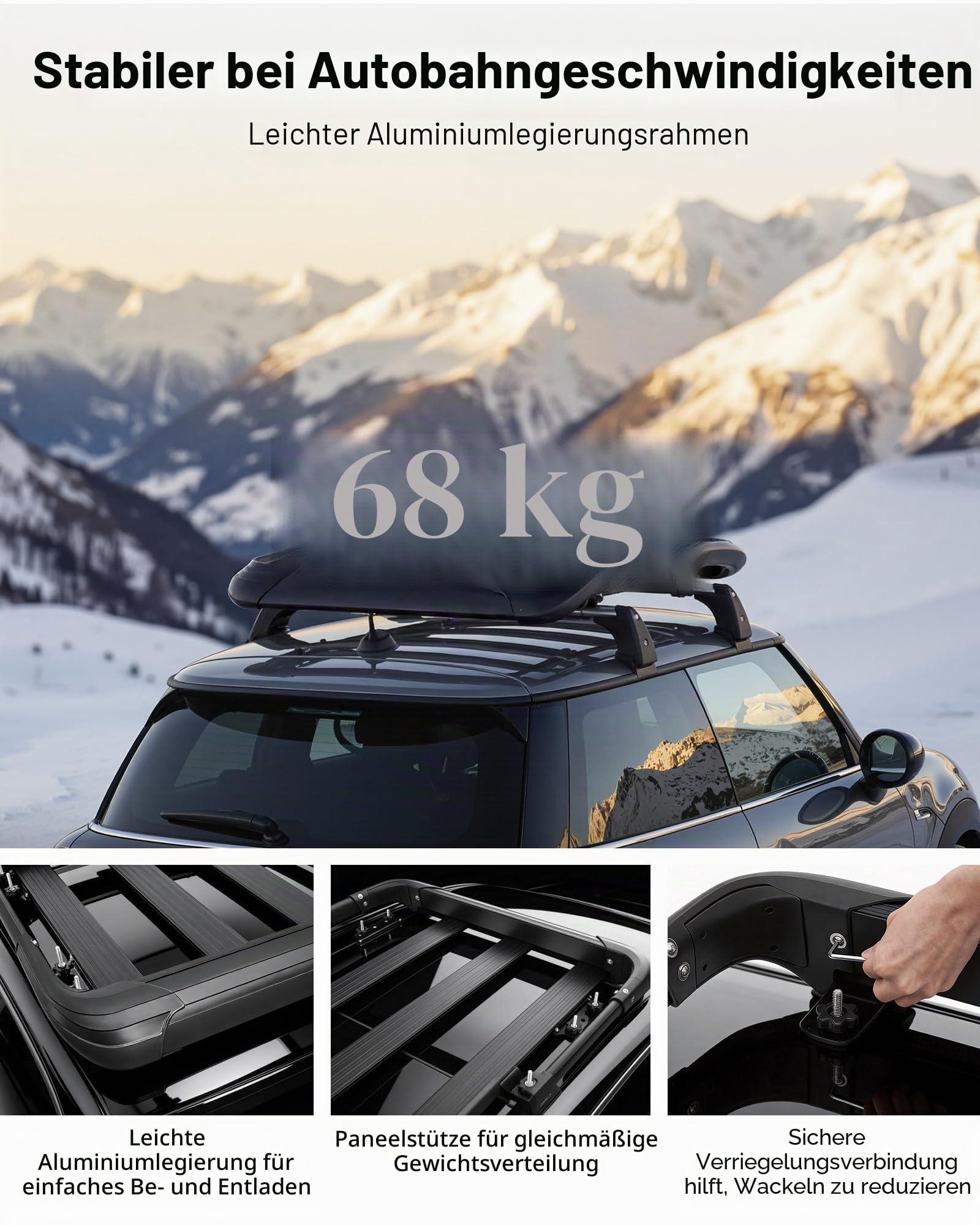 VEVOR Dachgepäckkorb 965 x 965 x 142 mm Dachträgerkorb aus Aluminiumlegierung 68,04 kg Tragkraft Wetterfester Dachgepäckträger Passend für Querträger bis 90 x 50 mm Ideal für SUVs und Pickups