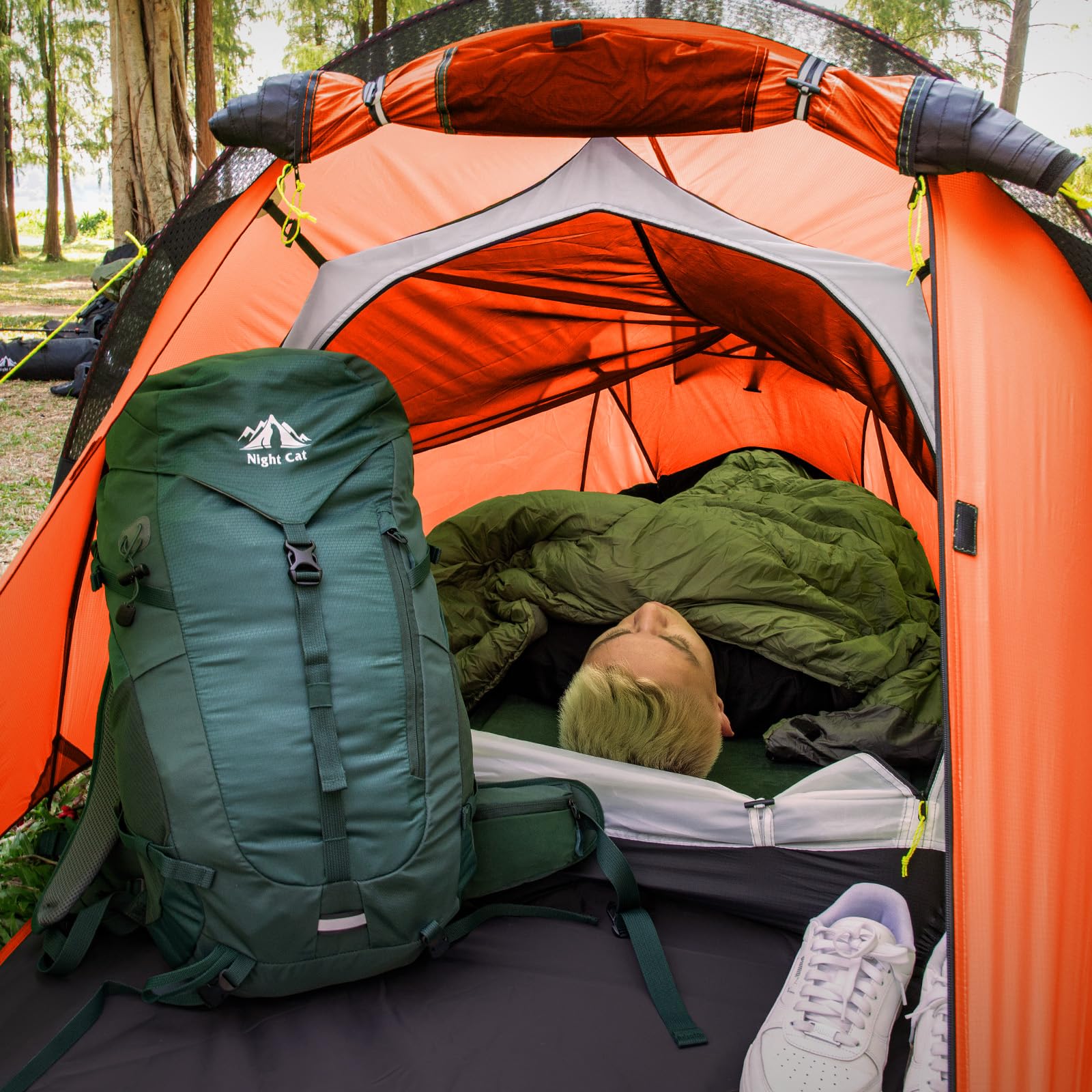Night Cat Tunnelzelt 1 Personen Wasserdicht: Ultraleichtes Zelt Silnylon 15D 5000MM 1.5 KG für Fahrradtour Kleines Packmaß Camping Trekking