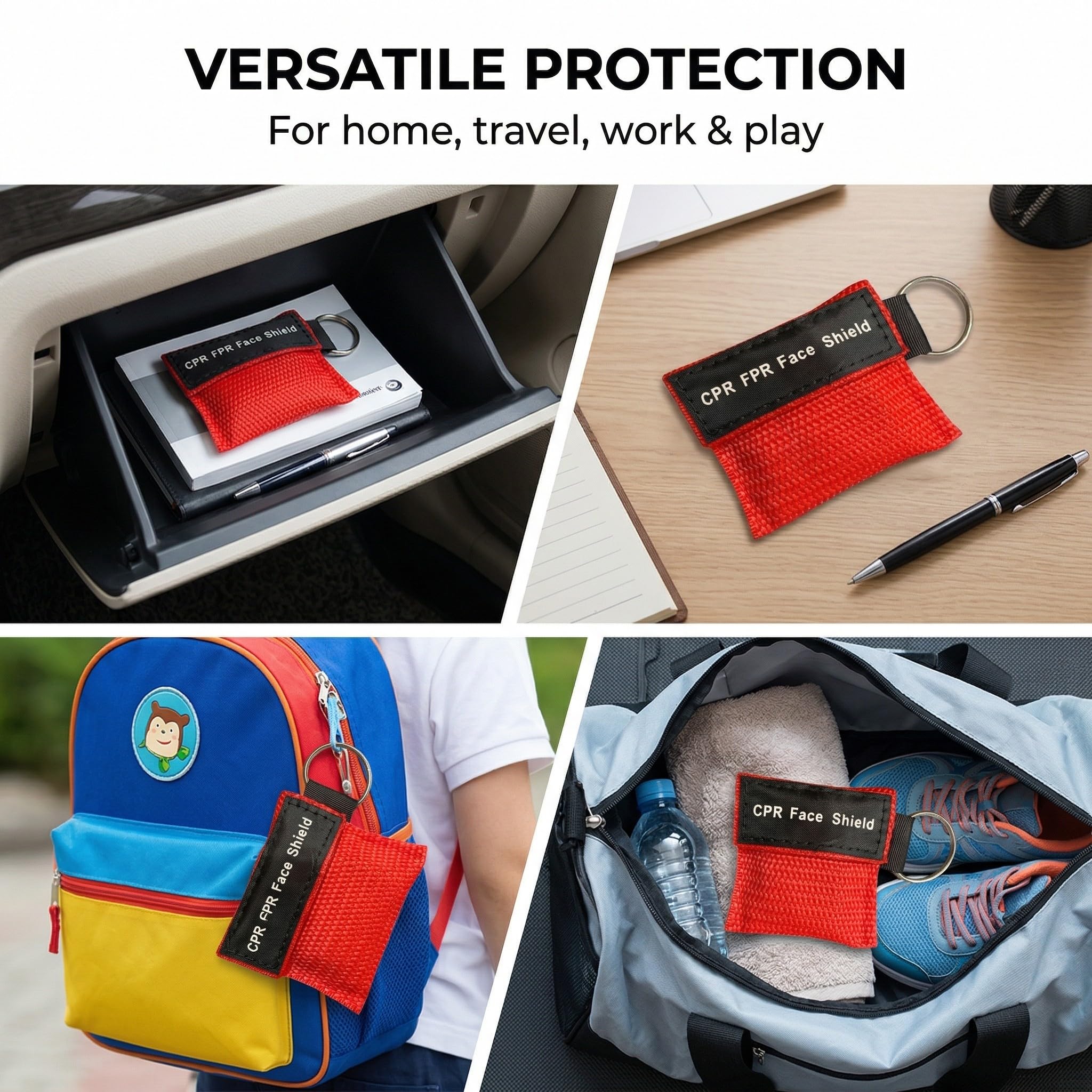 Pocket Mask 5 Mascherine Cpr E, Protezione Viso Emergenza Con Valvola Unidirezionale, Colore Rosso, Dimensioni 5X5,5Cm