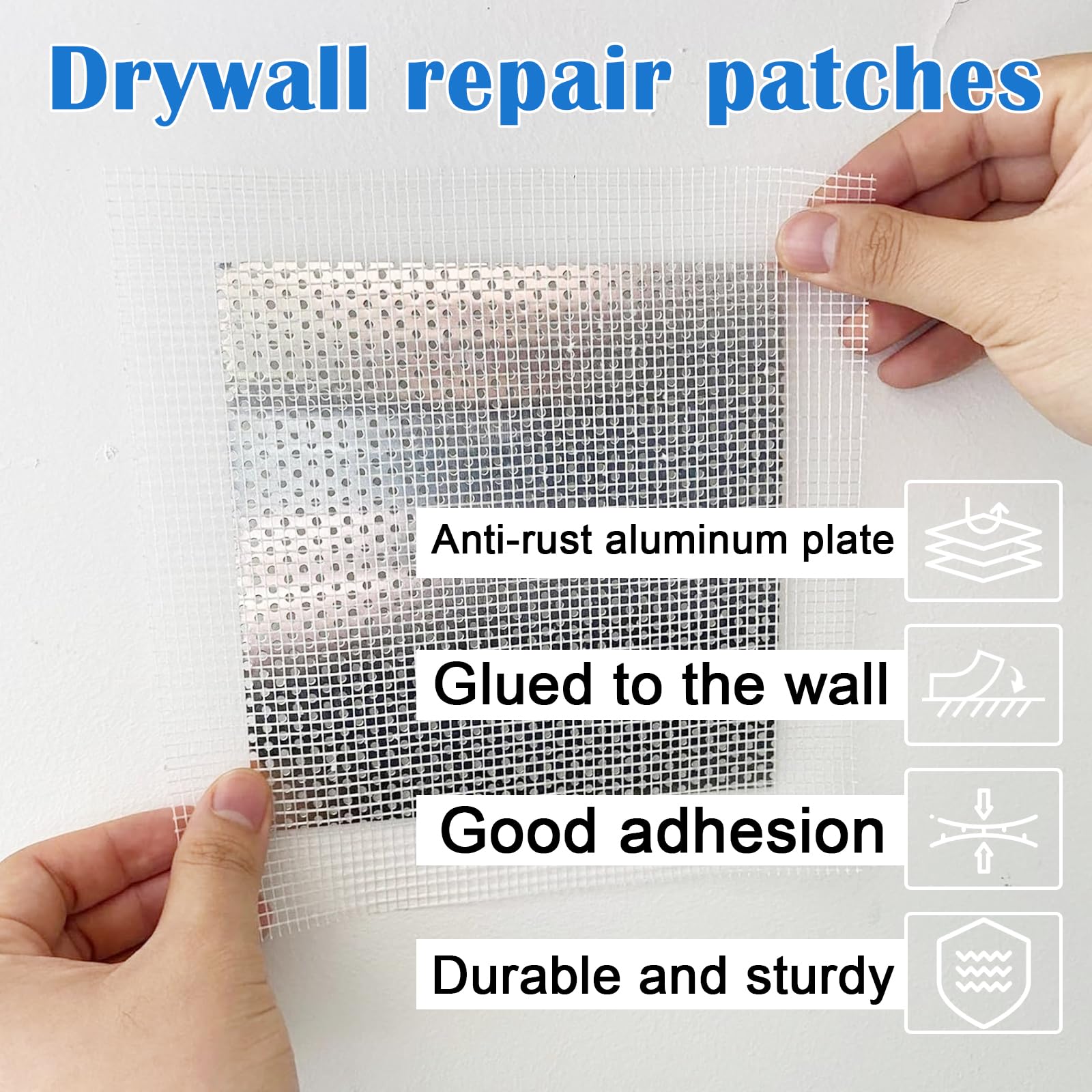 Kit de réparation mural 9 pièces patch en aluminium autocollant 4x4 pouces pour trous dans le mur