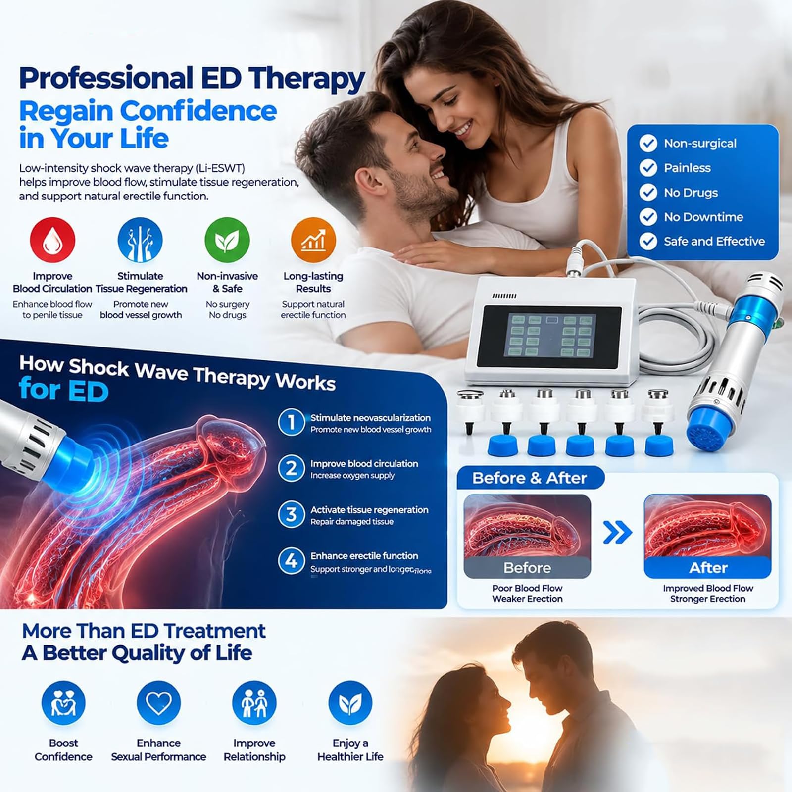 Apparecchio per Terapia a Onde D'urto, Frequenza Regolabile 1-18 Hz