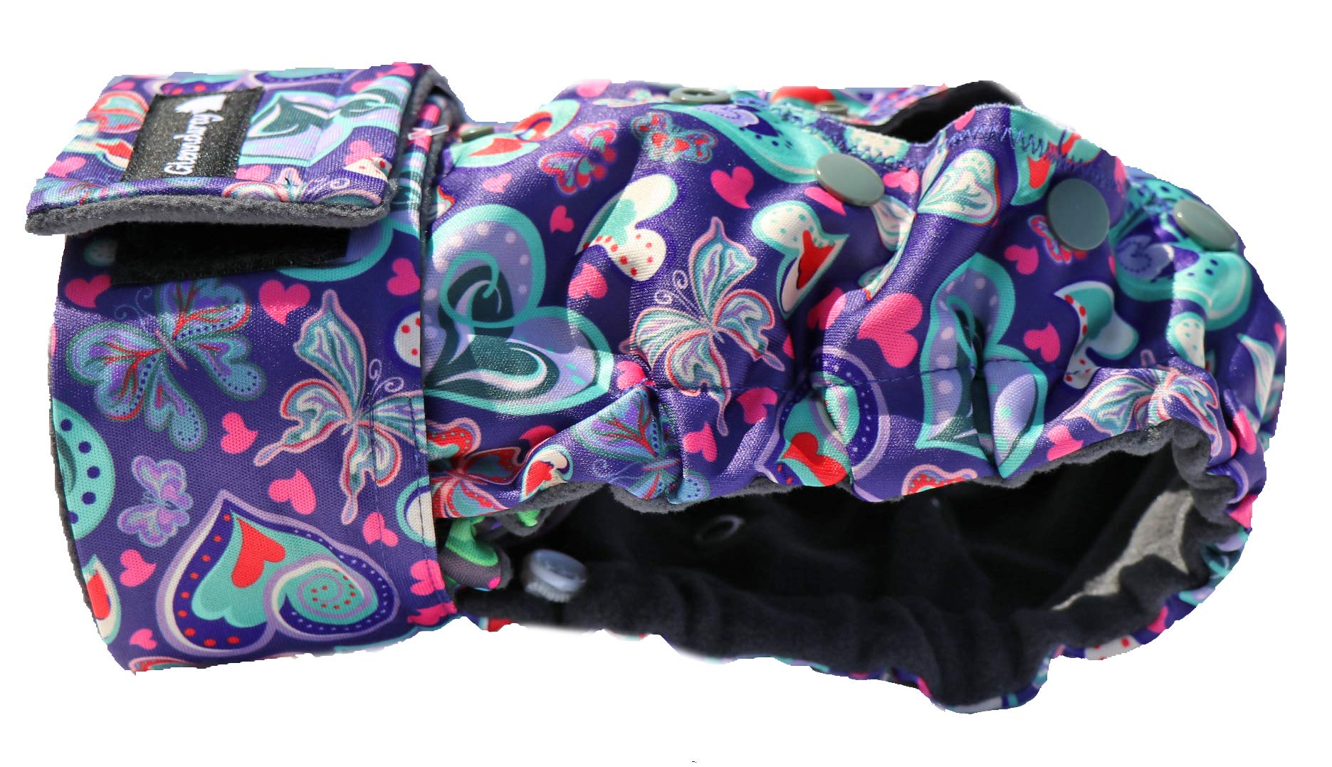 Glenndarcy Female Dog Nappy - Adjustable Flexipants - (Size Large to XXL Pants & 2 Washable Pads, Butterflies) — image 1