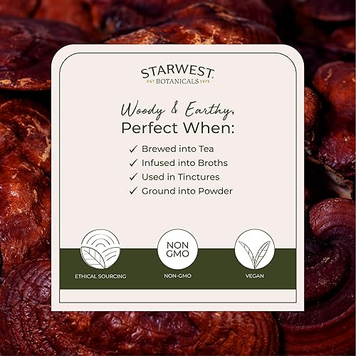 Miniatura 3 de Starwest Botanicals Setas Reishi rojas enteras orgánicas - Setas Reishi secas para té de hierbas y cocina, Ganoderma Lucidum, certificado Kosher,