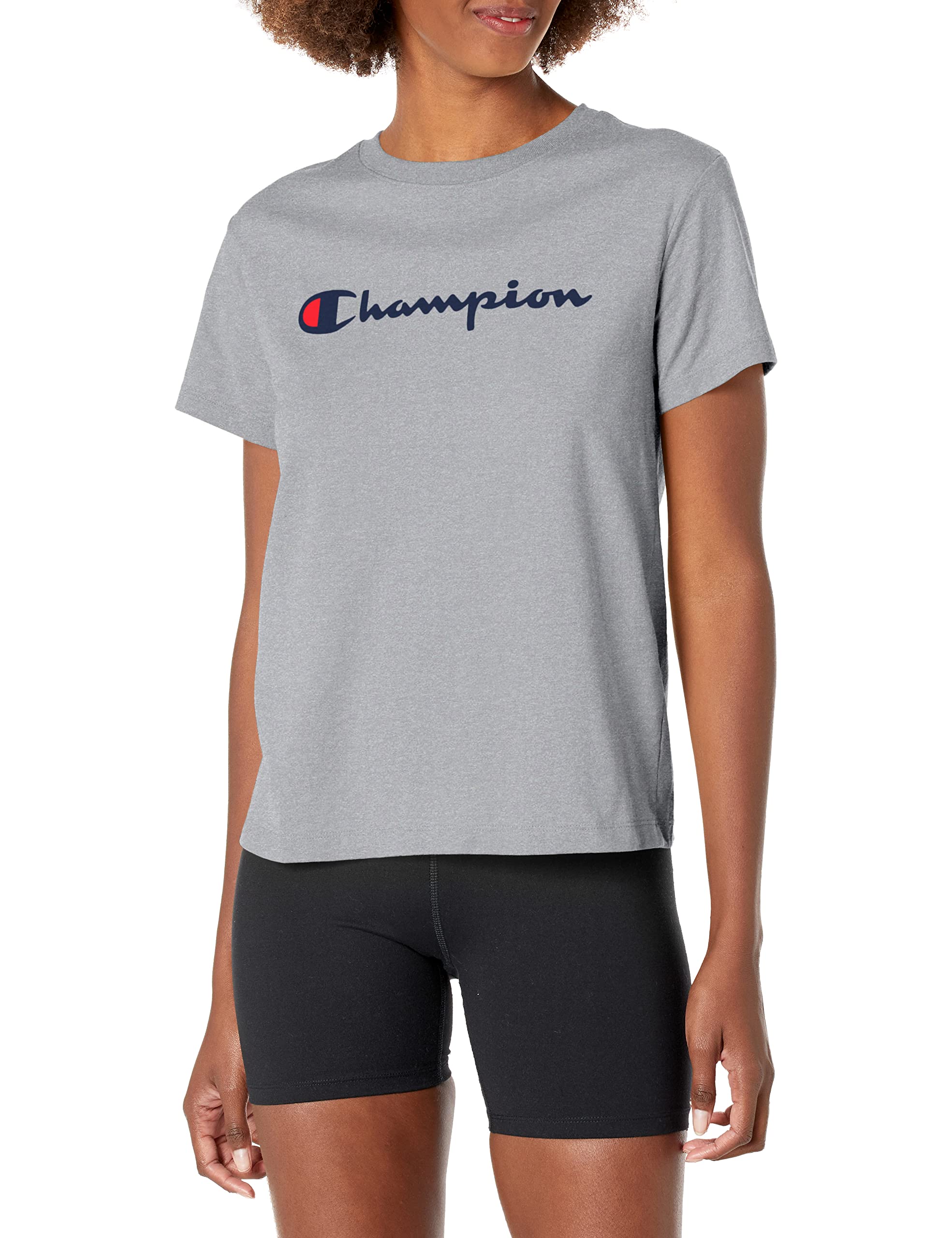 Champion Women's Classic TEE T-Shirt, Oxford Gray, M