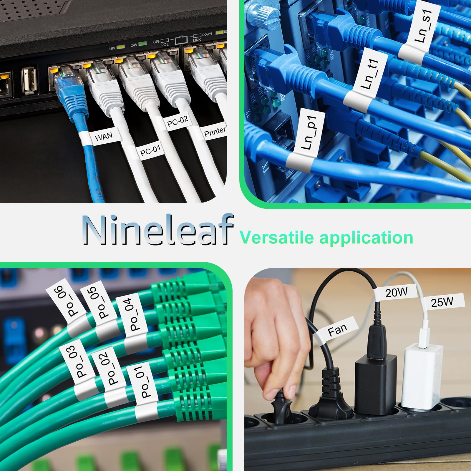 NineLeaf 4 Pack Remplacement pour Dymo 1868806 A1868806 12mm x 5.5m 0.47'' Multi-usages Ruban Noir sur Blanc D'étiquettes Industrielles en Vinyle Imprimantes pour Rhino XTL-300 XTL-500 Étiqueteuse