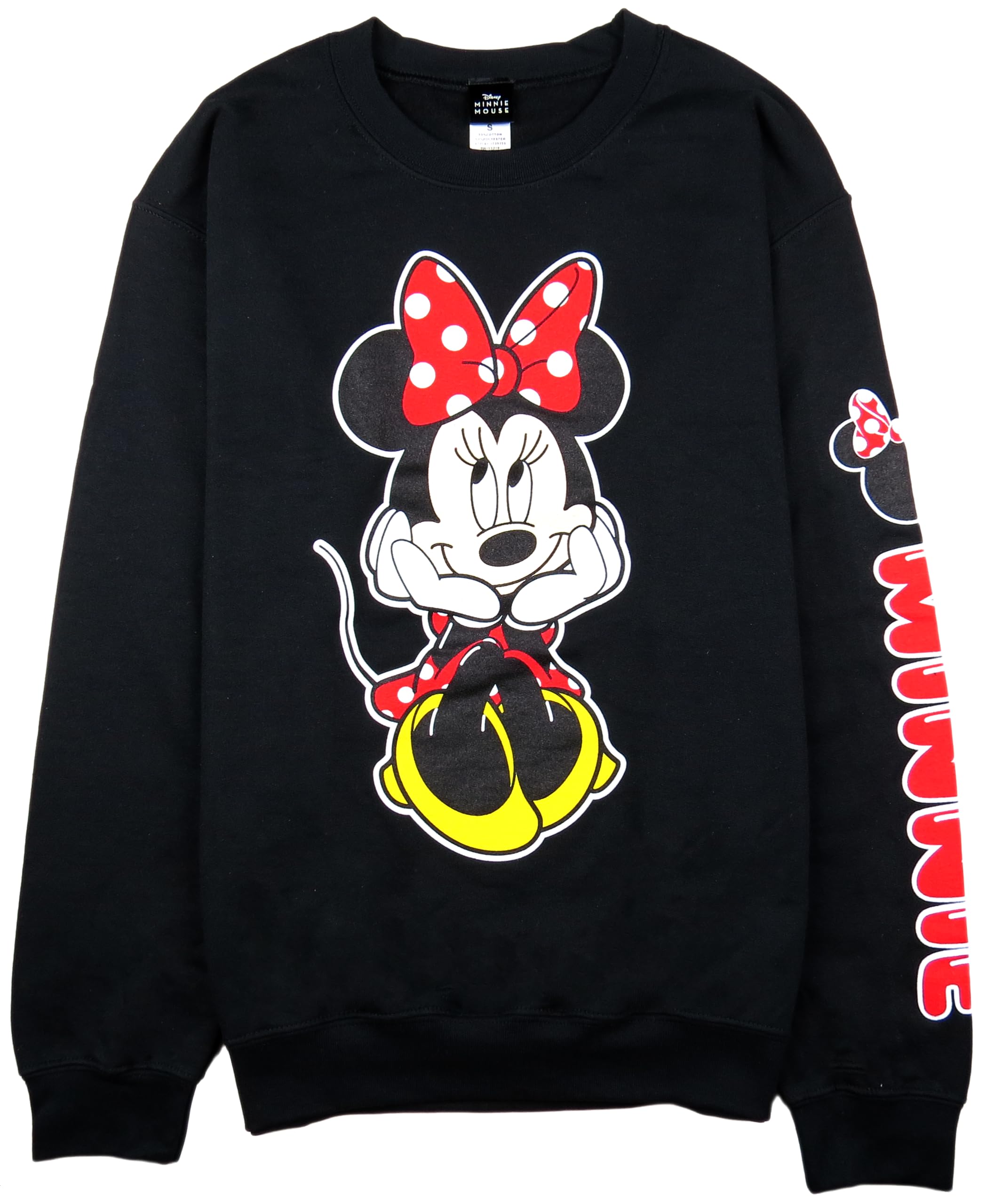 Disney Unisex Sit Black Minnie Mouse Pullover Sweatshirt, S