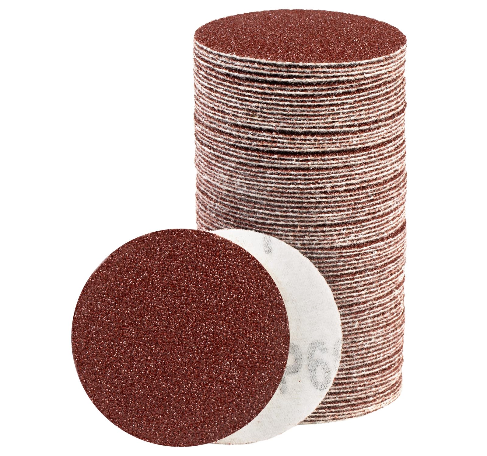 80PCS 50mm Sanding Discs 60 Grit Hook and Loop Sanderpaper Drill Sanding Attachment for Headlights Metal Furniture Glass