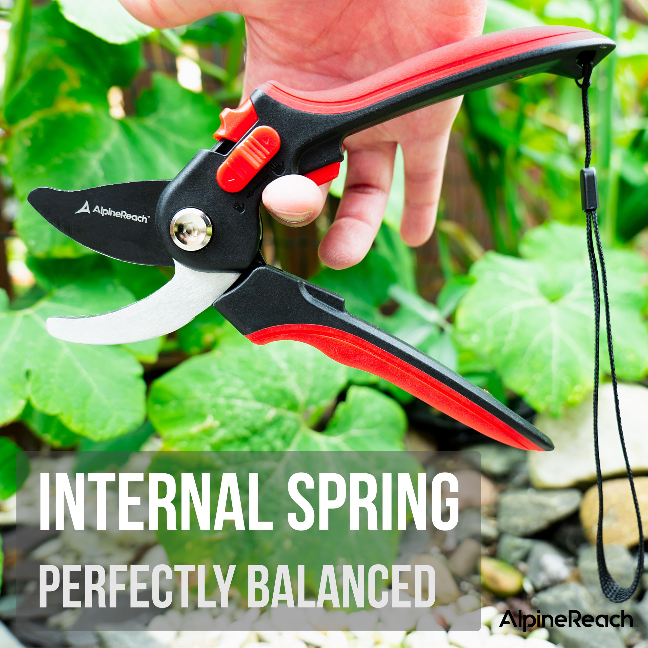 AlpineReach Juego de Tijeras de Podar con Bypass y Yunque para Jardinería, Mango Blando Ergonómico Ajustable para Manos Pequeñas y Grandes, Hoja Afilada de Acero con Alto Contenido de Carbono
