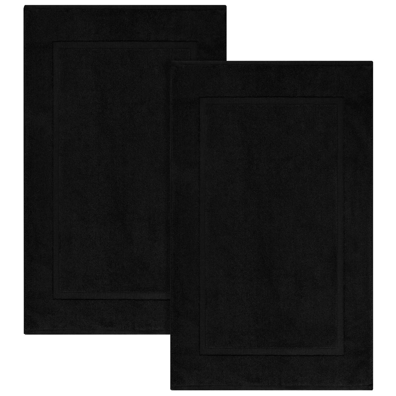 ELITE Emporium Home Collection 2-Piece Cotton Bathroom Mat Set, 21" x 34" - 100% Cotton, Absorbent, Quick-Dry, Bath Towel Mats for Floor, Black [Not a