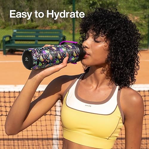 Miniatura 180 de ENCOOL Botella de agua aislada con popote, de acero inoxidable, a prueba de fugas, sin BPA, al vacío de doble pared que se mantiene fría durante 24