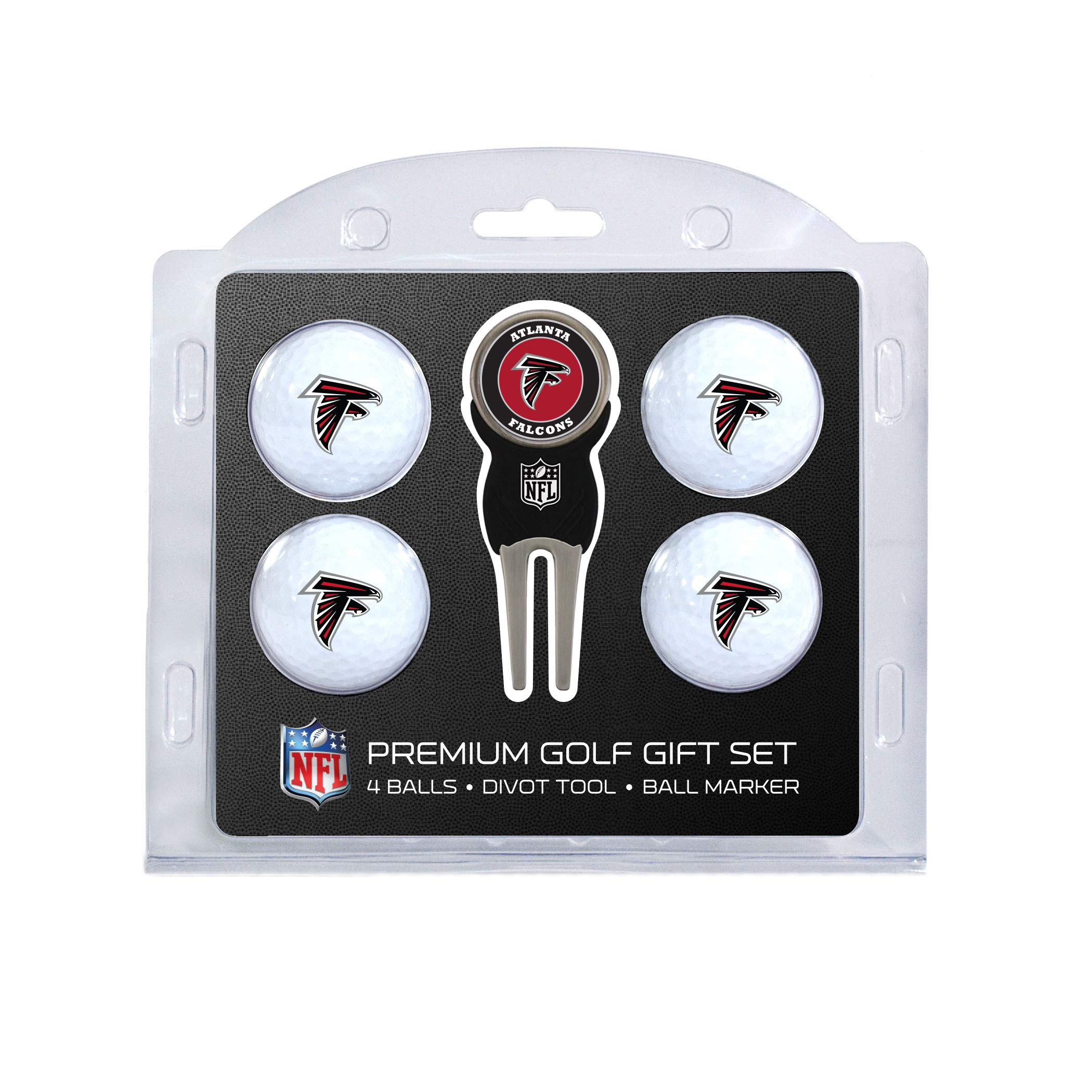 Team GolfNFL Regulation Size Golf Balls (4 Count) & Divot Tool with Removable Double-Sided Magnetic Marker