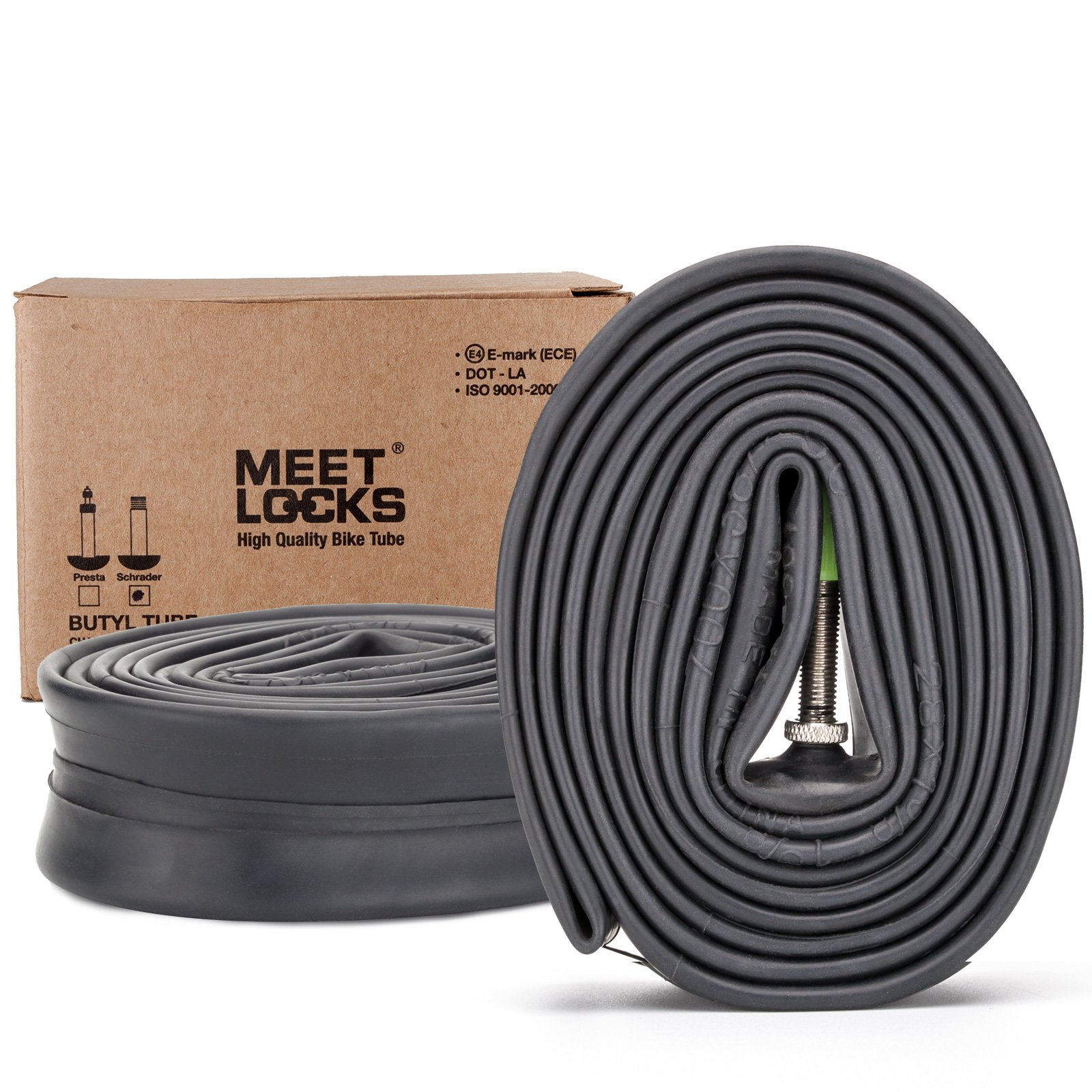 MEETLOCKS 2Pcs Bike Tube 700x18-25C Recycle Butyl Solid Brass Stem Valve Presta,Inner Bike Bicycle Tube