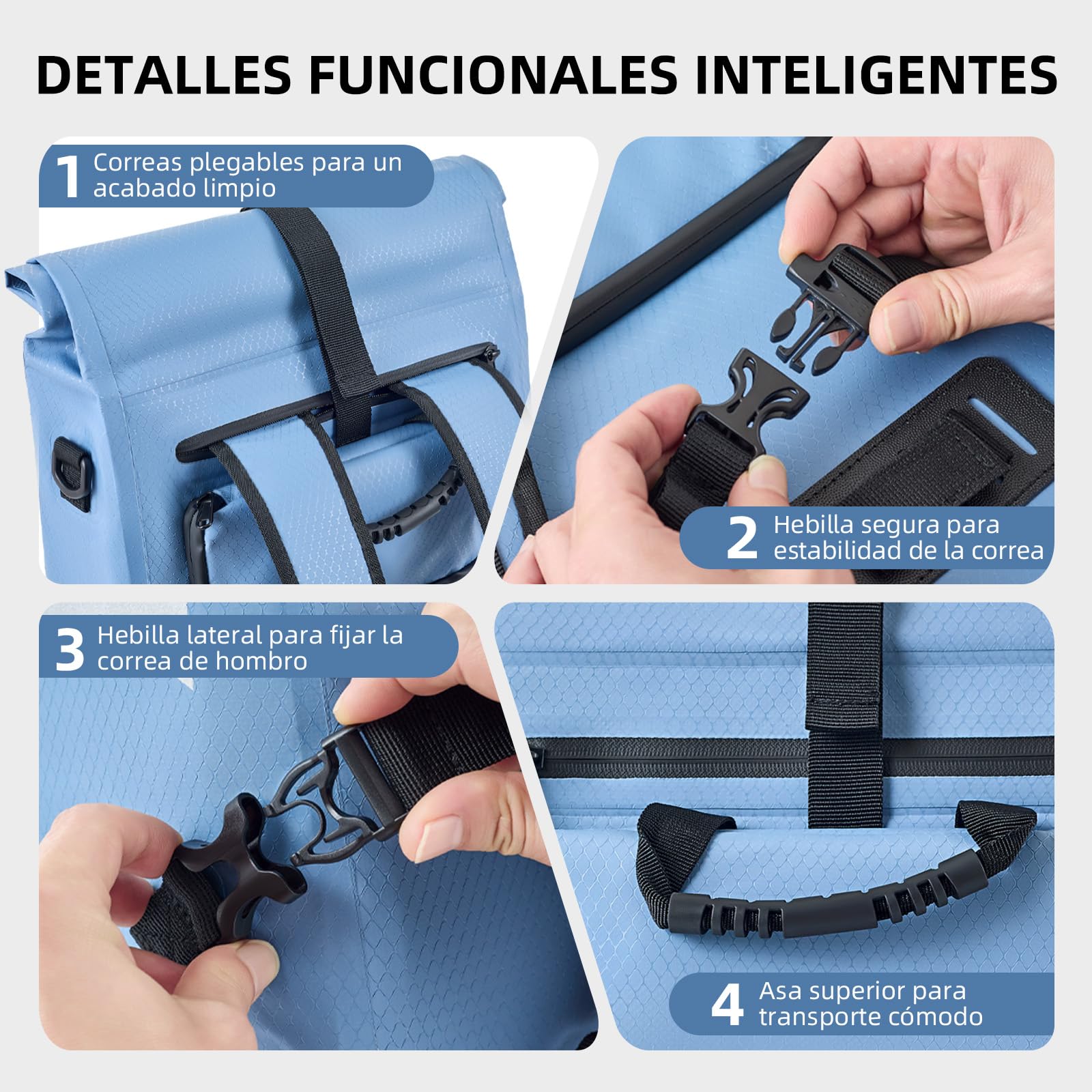 Alforjas Bicicleta Portaequipajes 3en1 20L – Mochila y Bandolera, Bolsa Impermeable con Compartimento para Portátil 16", Bolsa Trasera Reflectante para Trabajo, Desplazamientos y Viaje
