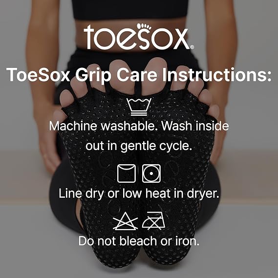 toesox Bellarina Half Toe Multi Pack - Grip Non-Slip Toe Socks for Pilates, Barre, Yoga, Ballet, Black, Charcoal, Echo