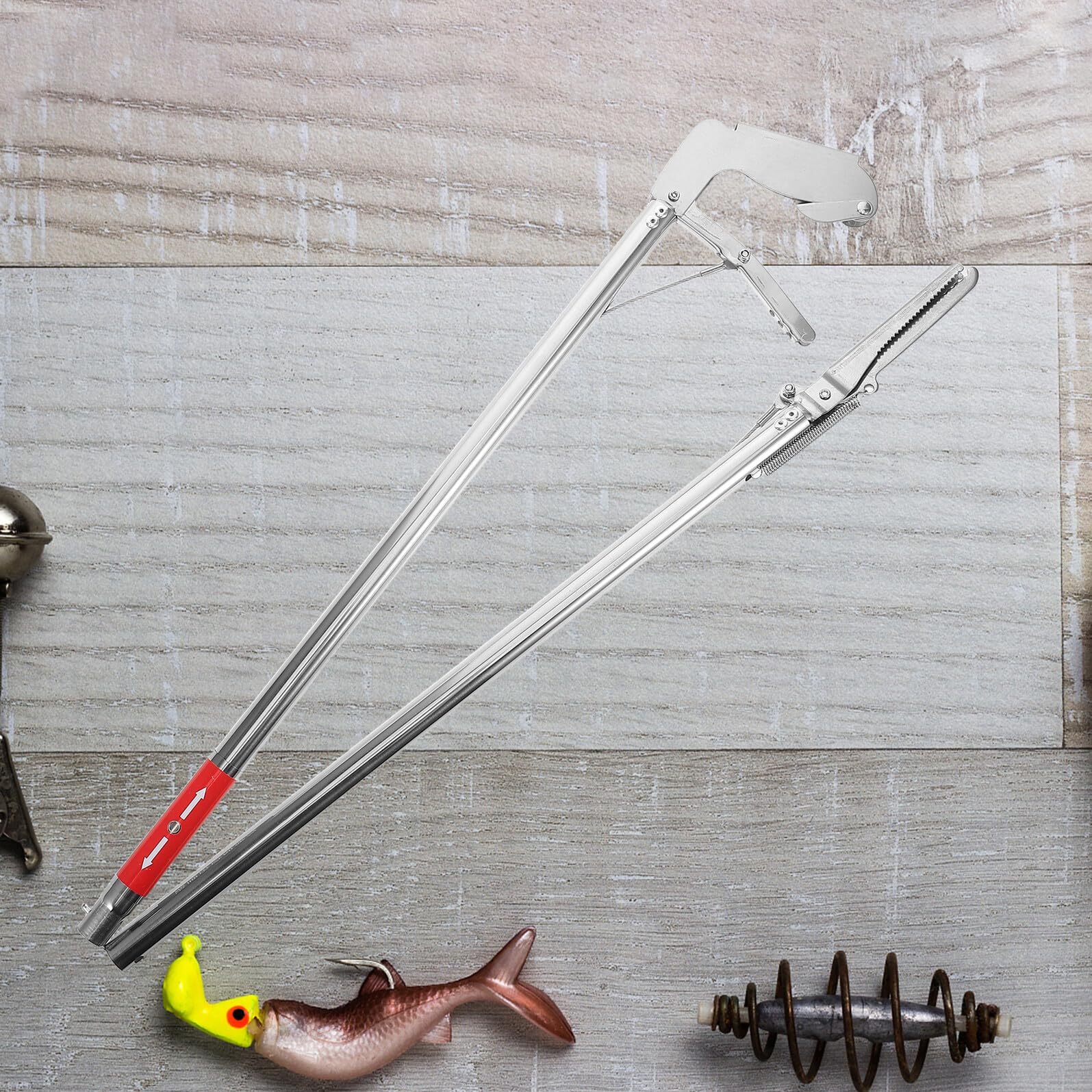 Pinza para Serpientes de Acero Inoxidable de 120 CM Boca Recta y Plegable Herramienta Resistente para Captura de Reptiles Cangrejos y Uso Exteriores y Pesca