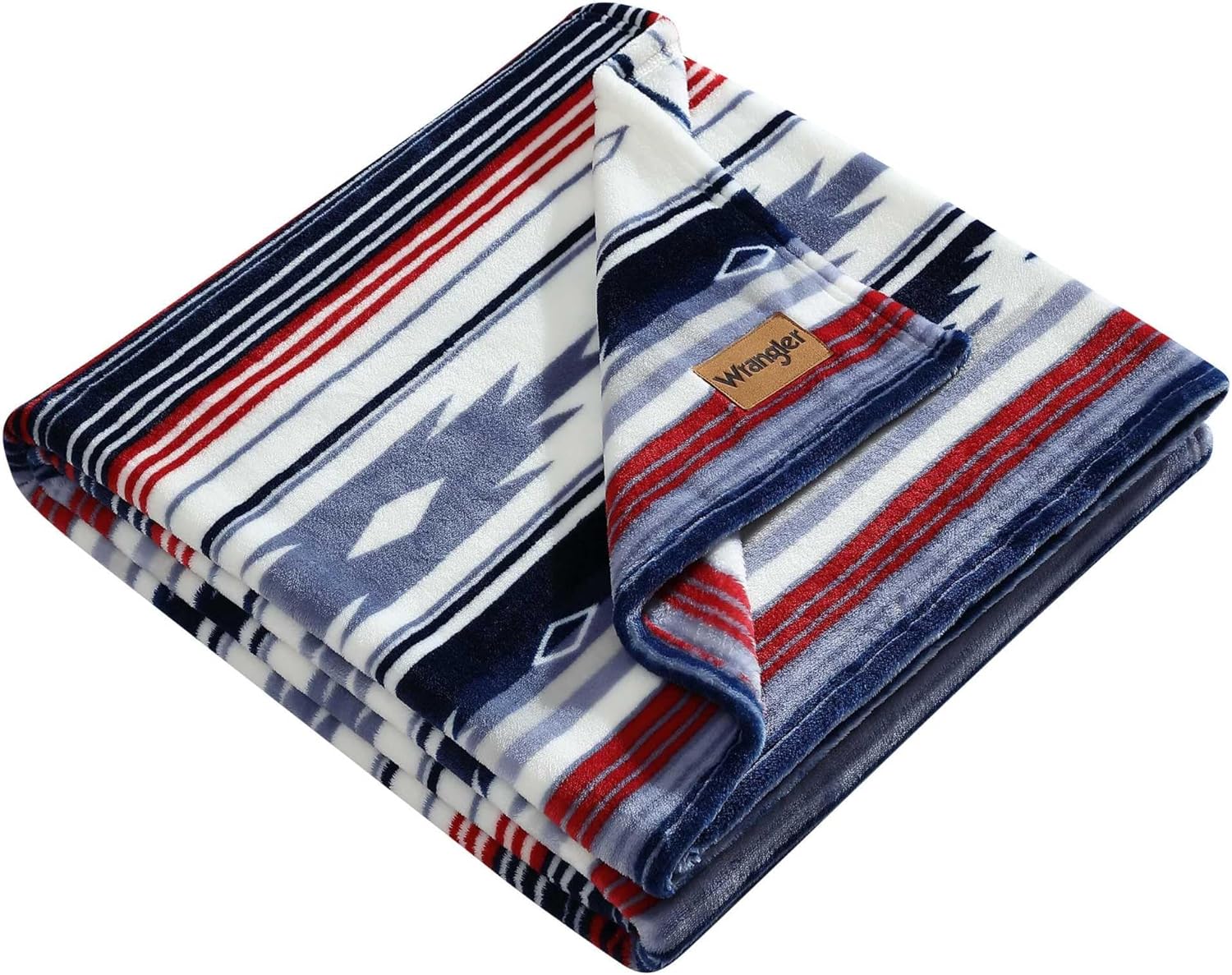 Wrangler - Blanket, Super Soft Plush Bedding, Yellowstone Inspired Throw Blanket for Couch or Bed (Coyote Sands Blue/Red, 50" x 70")