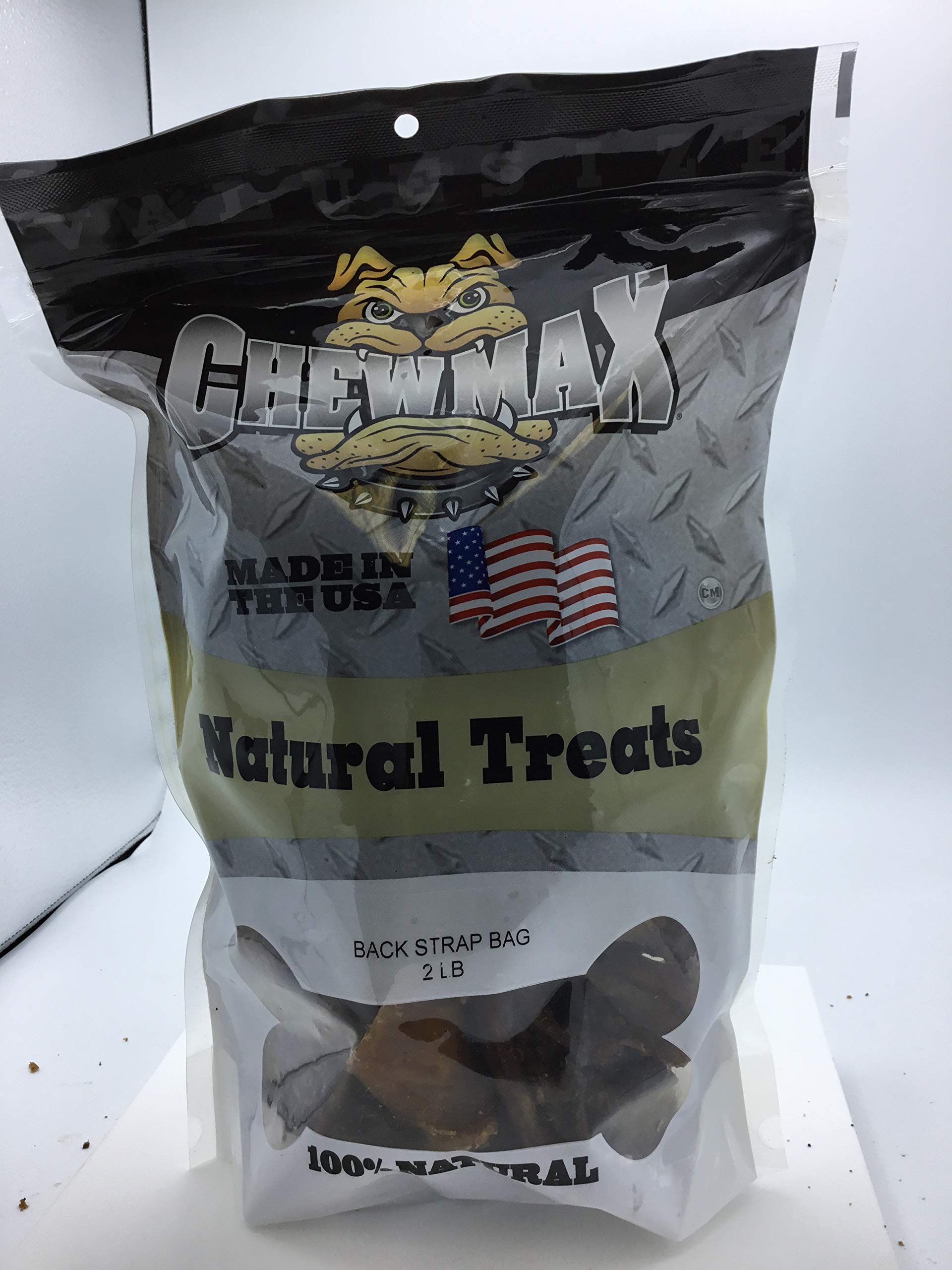 CHEWMAX Back Strap 2 Lbs of Delicious Chewy 100% Natural Roasted Beef Back Strap Made in The USA