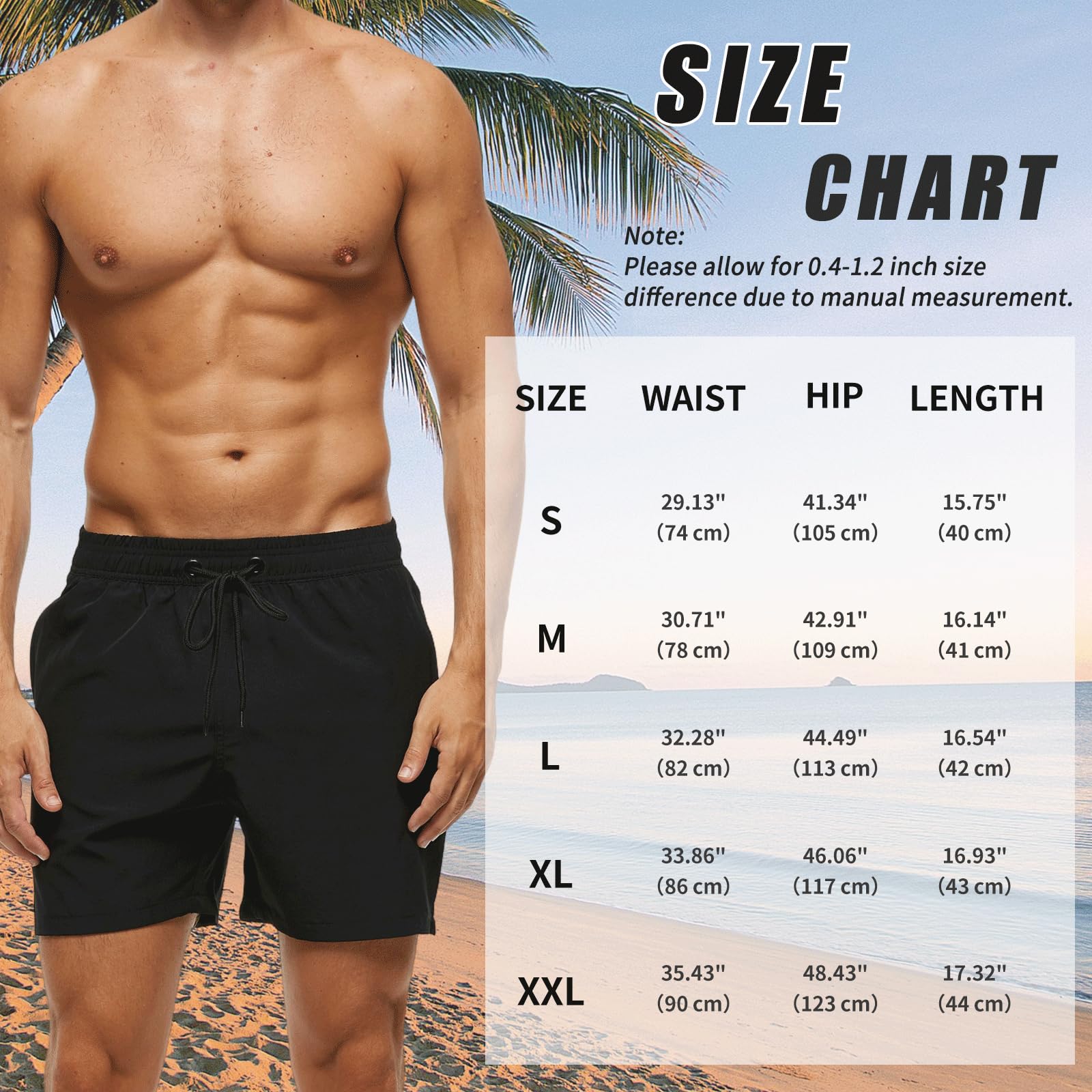 Costume Uomo Mare Asciugatura Rapida Costumi da Bagno Uomo Pantaloncini Mare con Tasche Zip Boxer Spiaggia Piscina Surf Fodera in Rete e Coulisse Regolabile