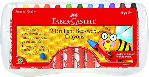 Faber-Castell Crayones de Cera de abejas en estuche de almacenamiento Provedores de parte para niños premium 12 unidades