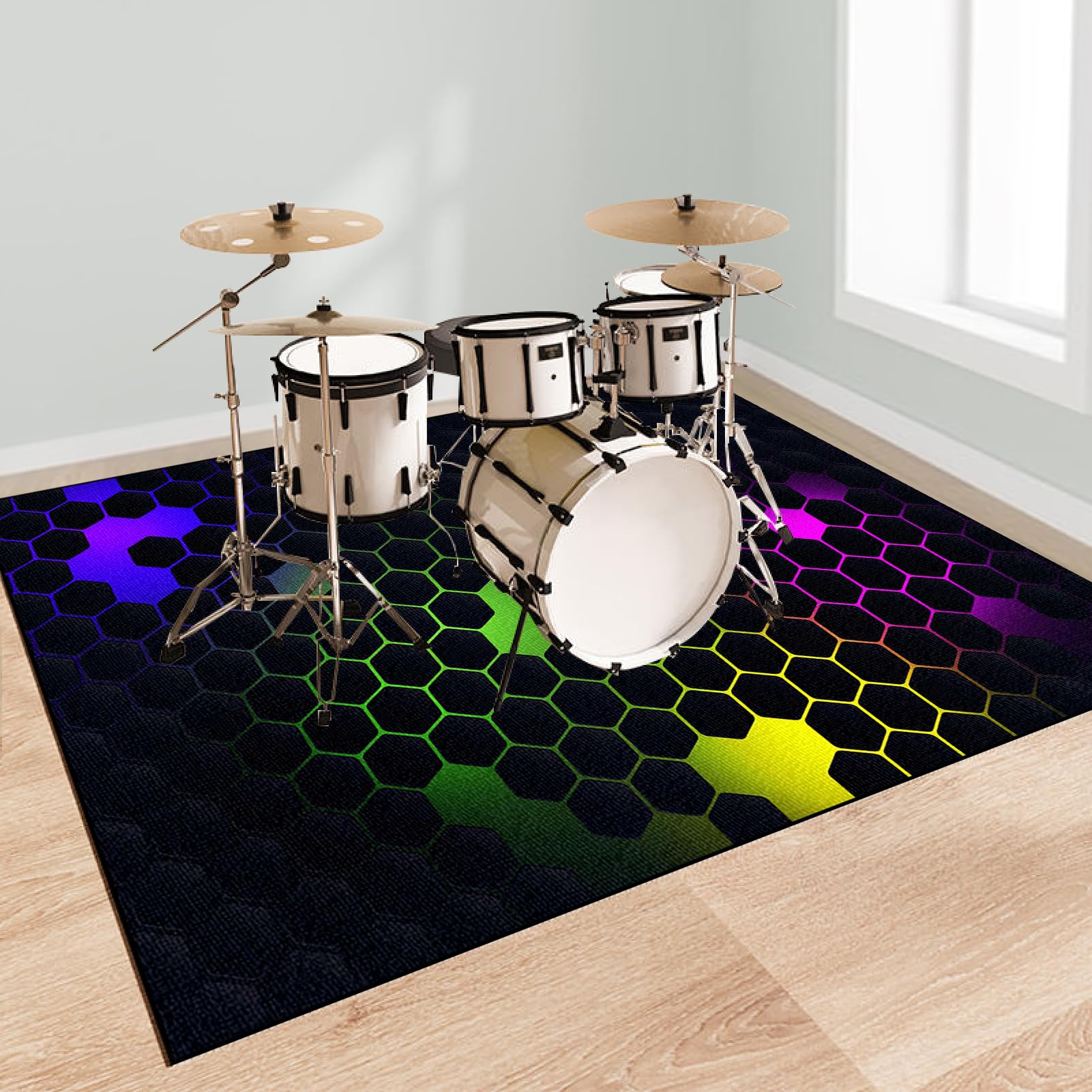 210 x 180 cm Professionale Tappeto Batteria Tappetino per Tamburo Insonorizzato Tappeto Drum per Batterie elettroniche Rullante Acustica Snare Drum Grancassa Strumenti Musicali Coperta Antiscivolo